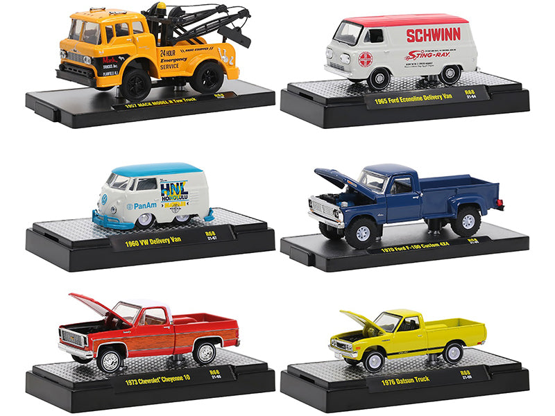 M2 Machines 1/64 Scale Diecast Model Cars - Auto Trucks 6-Piece Limited Edition Set (Only 8400 Worldwide) in Display Case - Perfect for Collectors, Gift Giving & Home/Office Decor