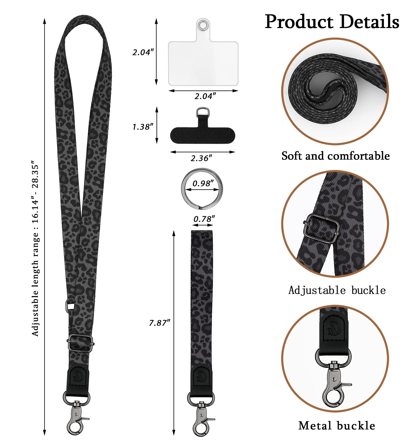 Universal Phone Lanyard with Crossbody Strap - Adjustable Phone Charms Strap for All Smartphones - Perfect for Travel, Work, and Hands-Free Convenience