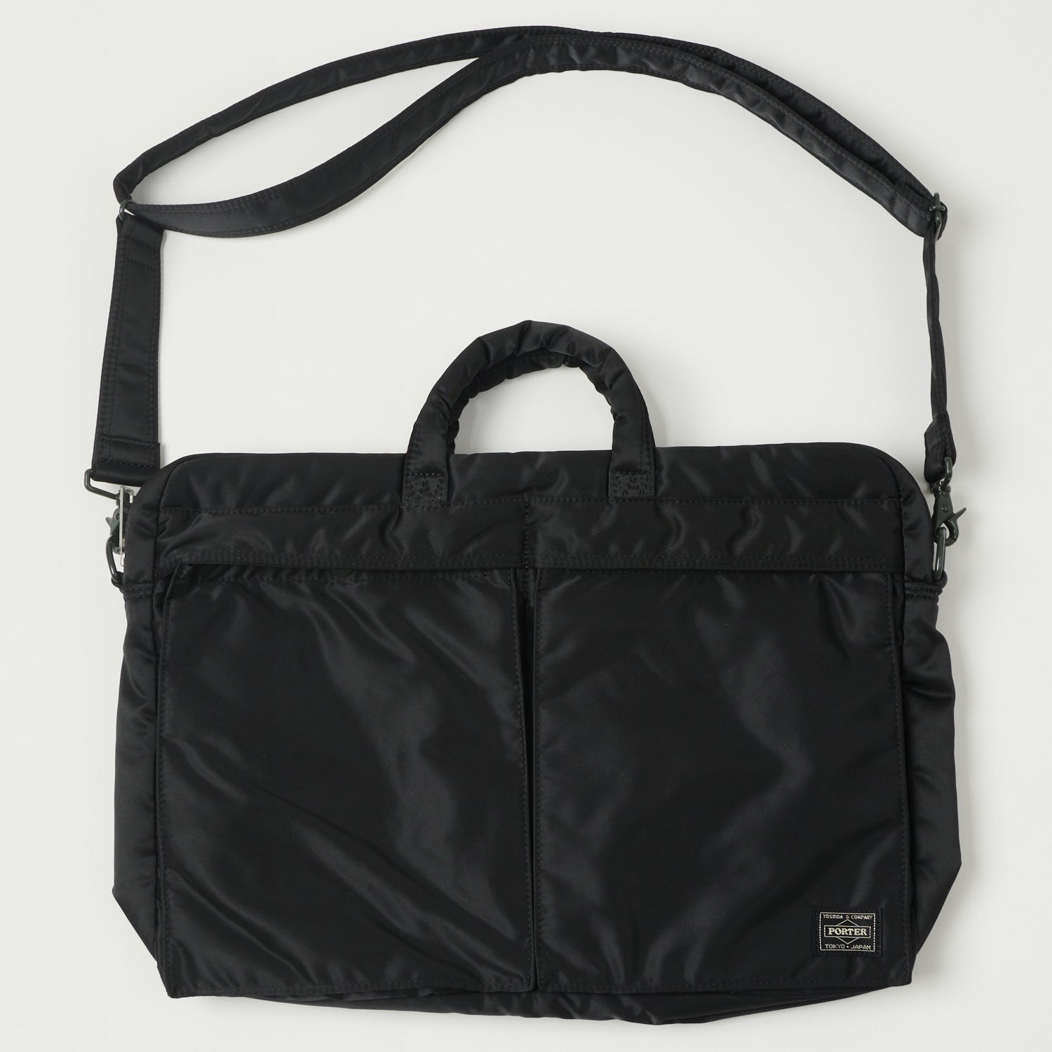 Porter Yoshida & Co. Tanker 2-Way Briefcase Bag - Premium Black Leather Business Bag for Men & Women | Perfect for Office, Travel & Work Commute