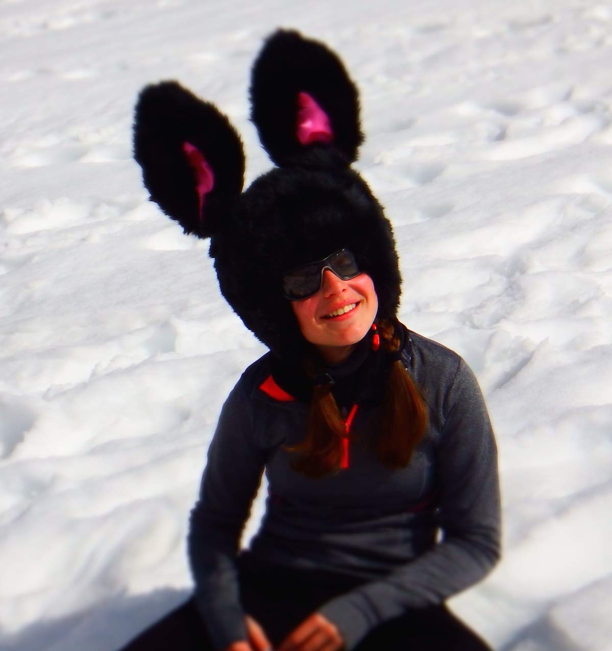 Black Furry Snow Bunny Helmet Cover for Winter Biking & Skiing - Warm & Cute Animal Design for Cold Weather Cycling & Snow Sports