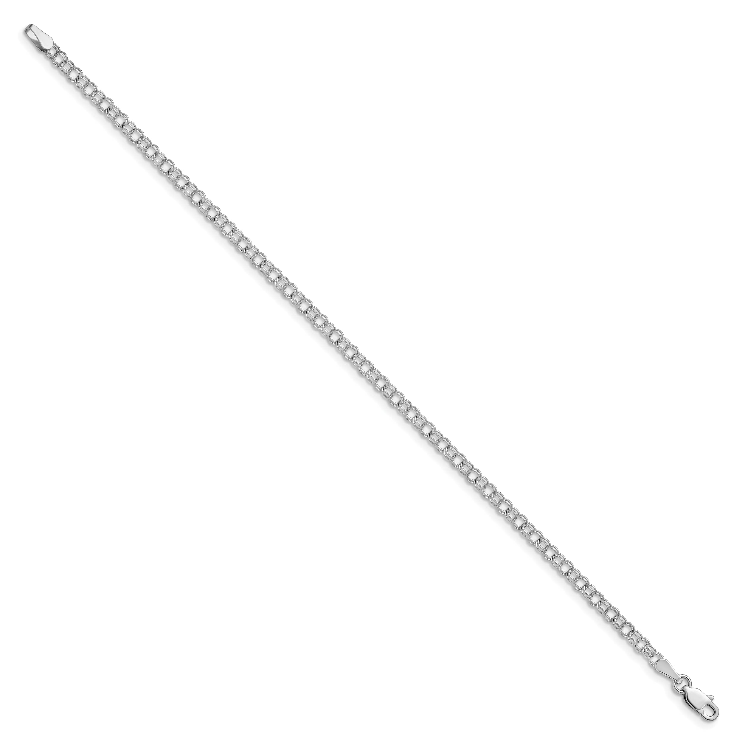 14K Solid White Gold 3mm Double Link Chain Charm Bracelet for Women | Elegant Jewelry Gift for Birthday, Anniversary & Special Occasions | IceCarats Fine Handmade Accessories