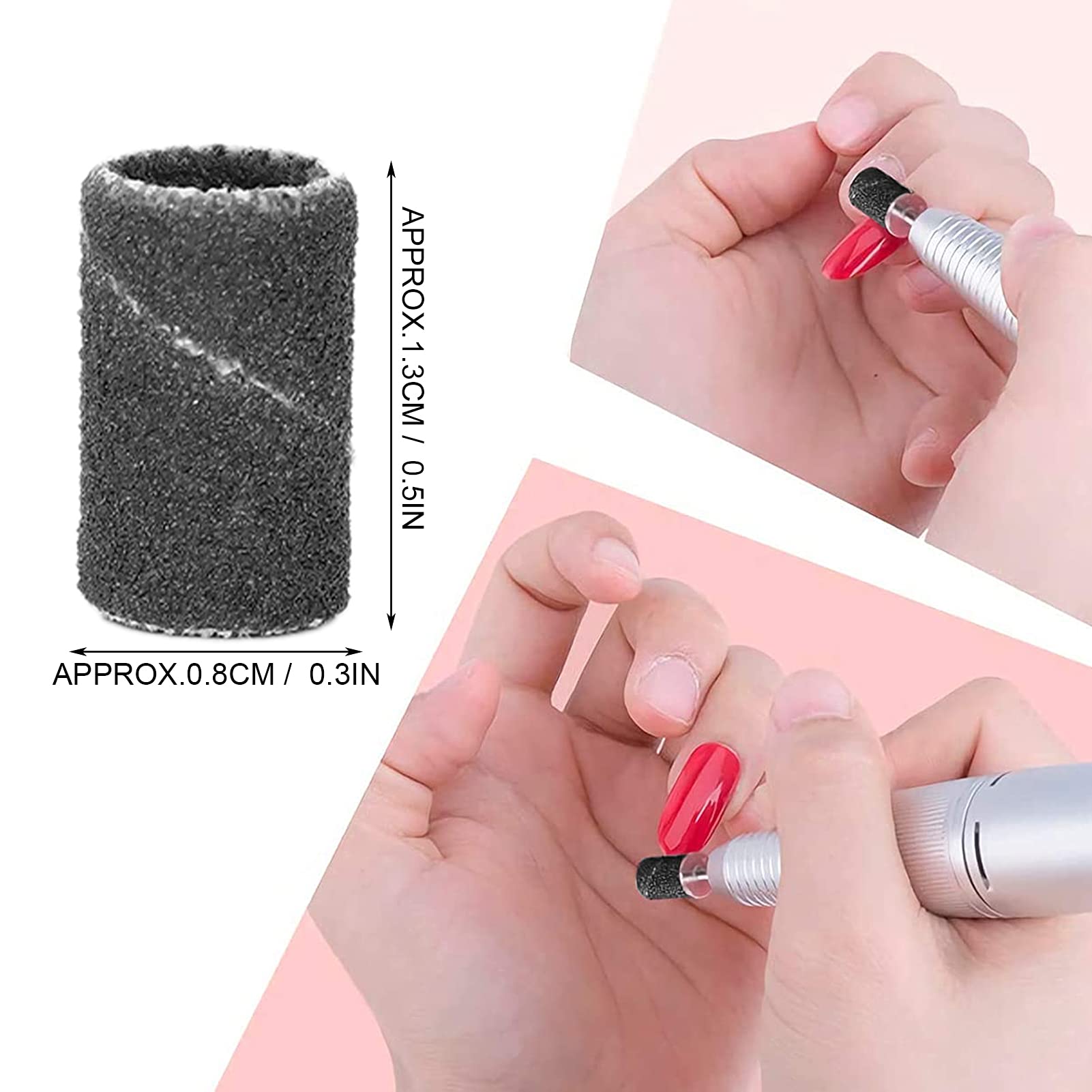 180 Grit Sanding Bands for Nail Drill - 100pcs Professional Manicure Sanding Kit with Storage Box (HQ-13 Black) - Perfect for Nail Salons, Home Nail Care & Professional Grooming