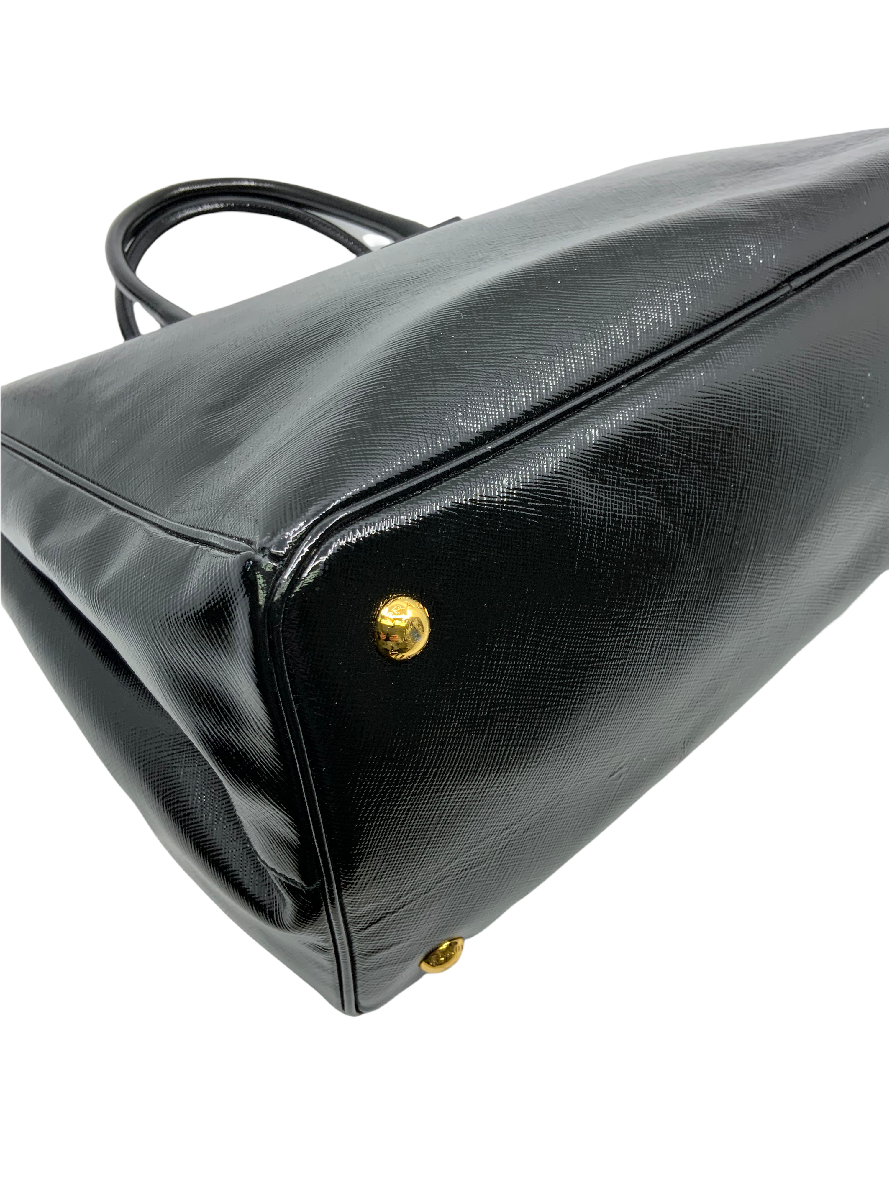 Prada Saffiano Lux Patent Leather Tote Bag for Women - Luxury Designer Handbag for Work, Travel & Everyday Use