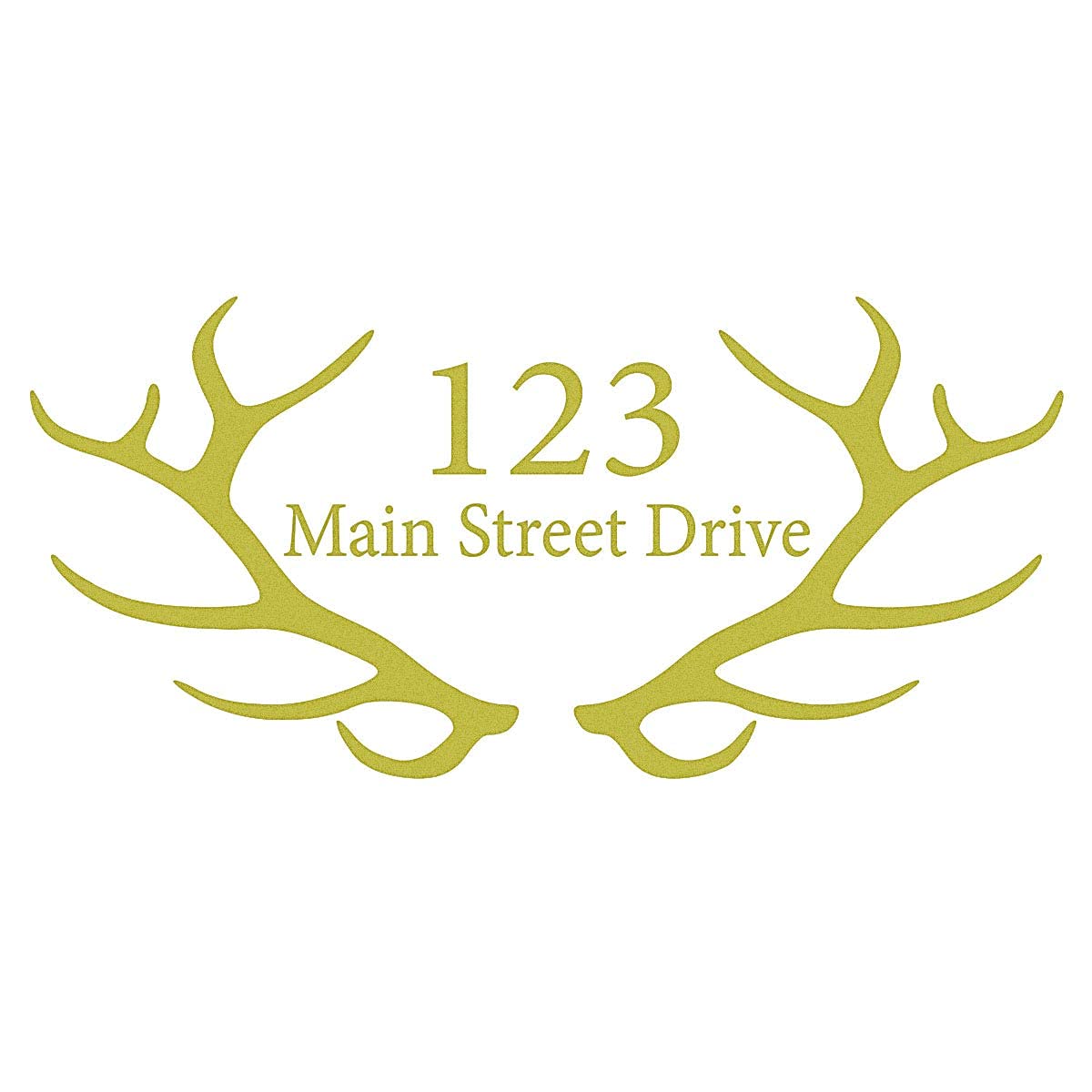 VWAQ Custom Home Address Vinyl Stickers - Antlers Design Mailbox Decal Set of 2 (Gold) - Perfect for House Number Signs, Rural Mailboxes & Front Door Decor