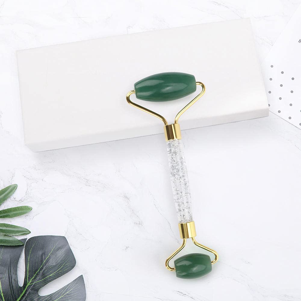 Natural Jade Gua Sha Stone & Face Roller Set - Pink, White, Green Massage Tools for Face & Body Care, Skin Rejuvenation, Slimming - Perfect for Home Spa, Self-Care Routine & Beauty Therapy (White Box)