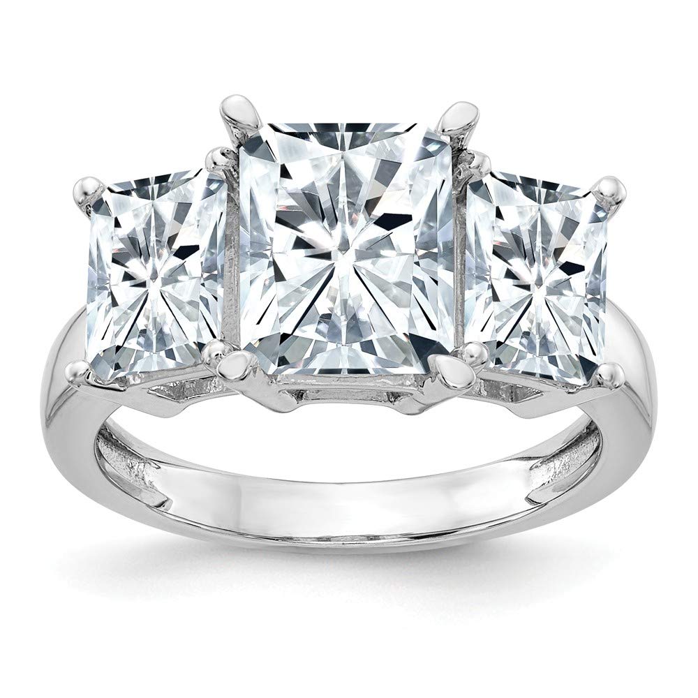 14K White Gold Octagon Radiant 3-Stone Engagement Ring for Weddings