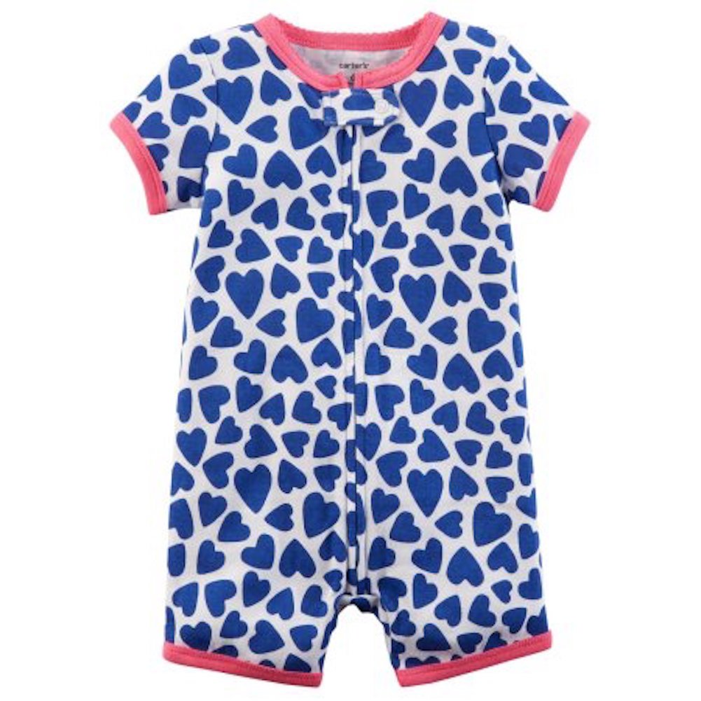 Carters Baby Girls' Zip-Up Cotton PJ Romper - Soft & Cozy Sleepwear for Infants & Toddlers - Perfect for Bedtime & Lounging at Home