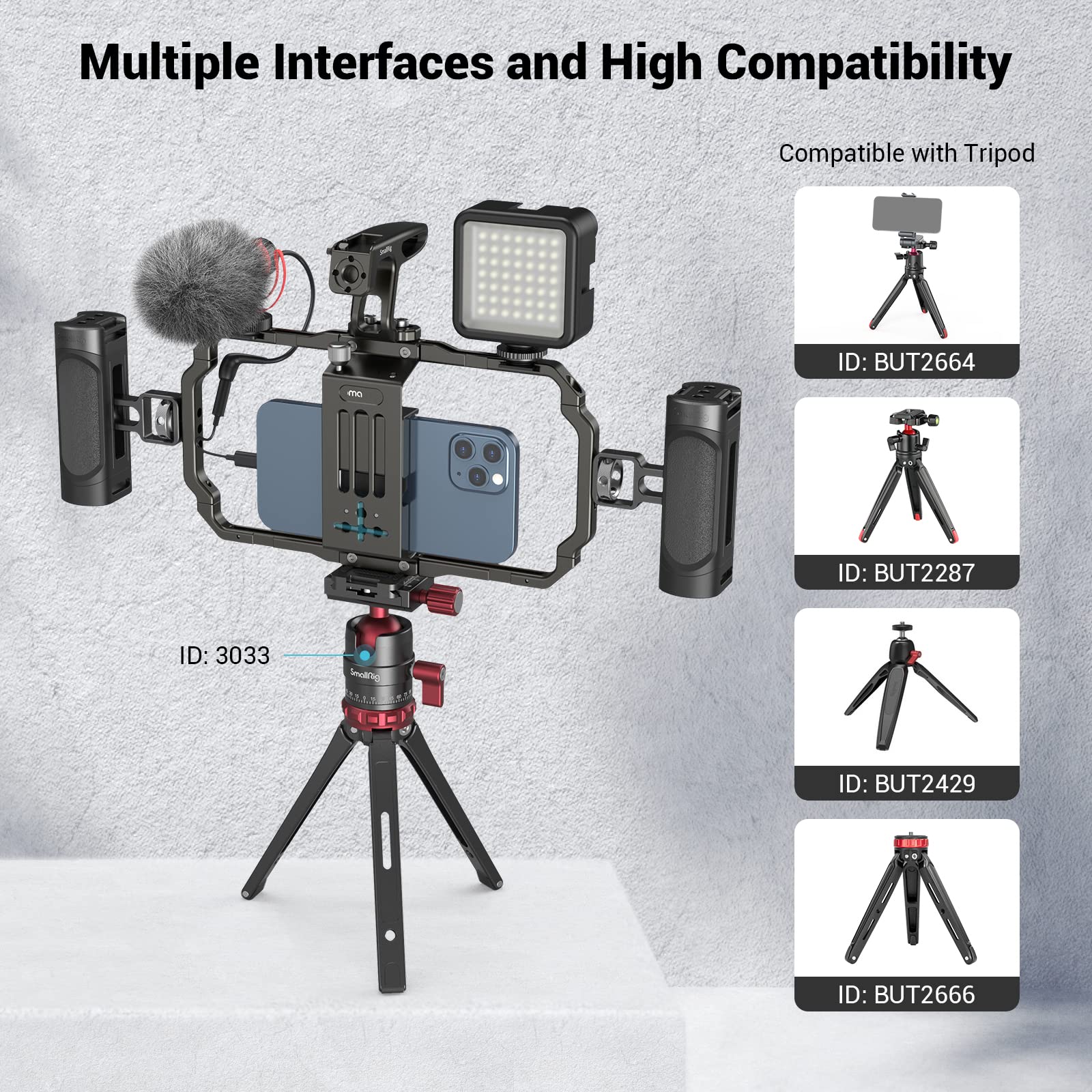 SmallRig Universal Smartphone Video Rig Kit for iPhone 16/15/14/13/12 Pro Max - Aluminum Handheld Phone Cage with Ergonomic Handles - Professional Stabilizer for Vlogging, Live Streaming & Content Creation - Perfect for YouTube, TikTok & Social Media Videos