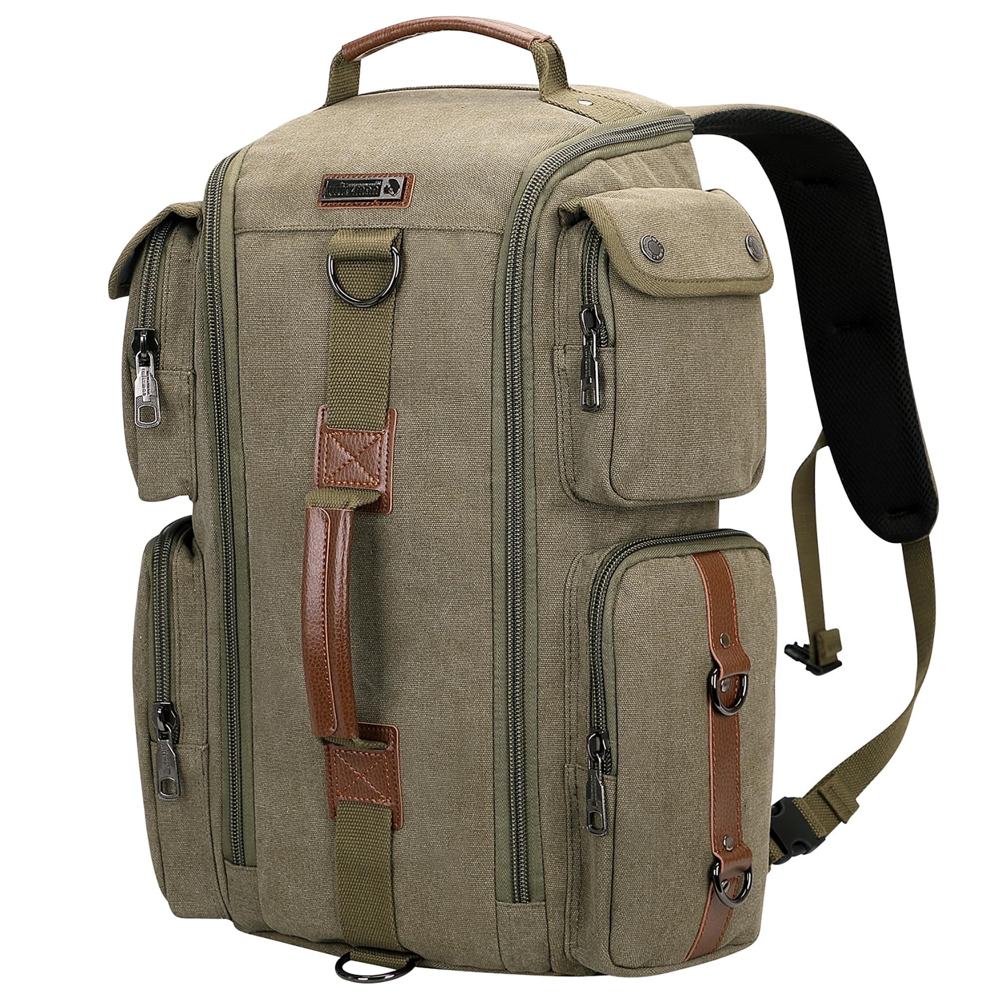 WITZMAN Travel Backpack for Men & Women - Waterproof Canvas Carry On Backpack with Laptop Compartment Fits 17 Inch Laptop - Perfect for Airplane Travel, Business Trips & Weekend Getaways