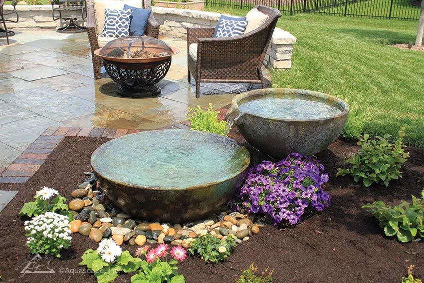Spillway Bowl & Basin Fountain Kit - Patina Finish - 32/40 Inch Diameter - Outdoor Garden Water Feature for Relaxation & Decoration