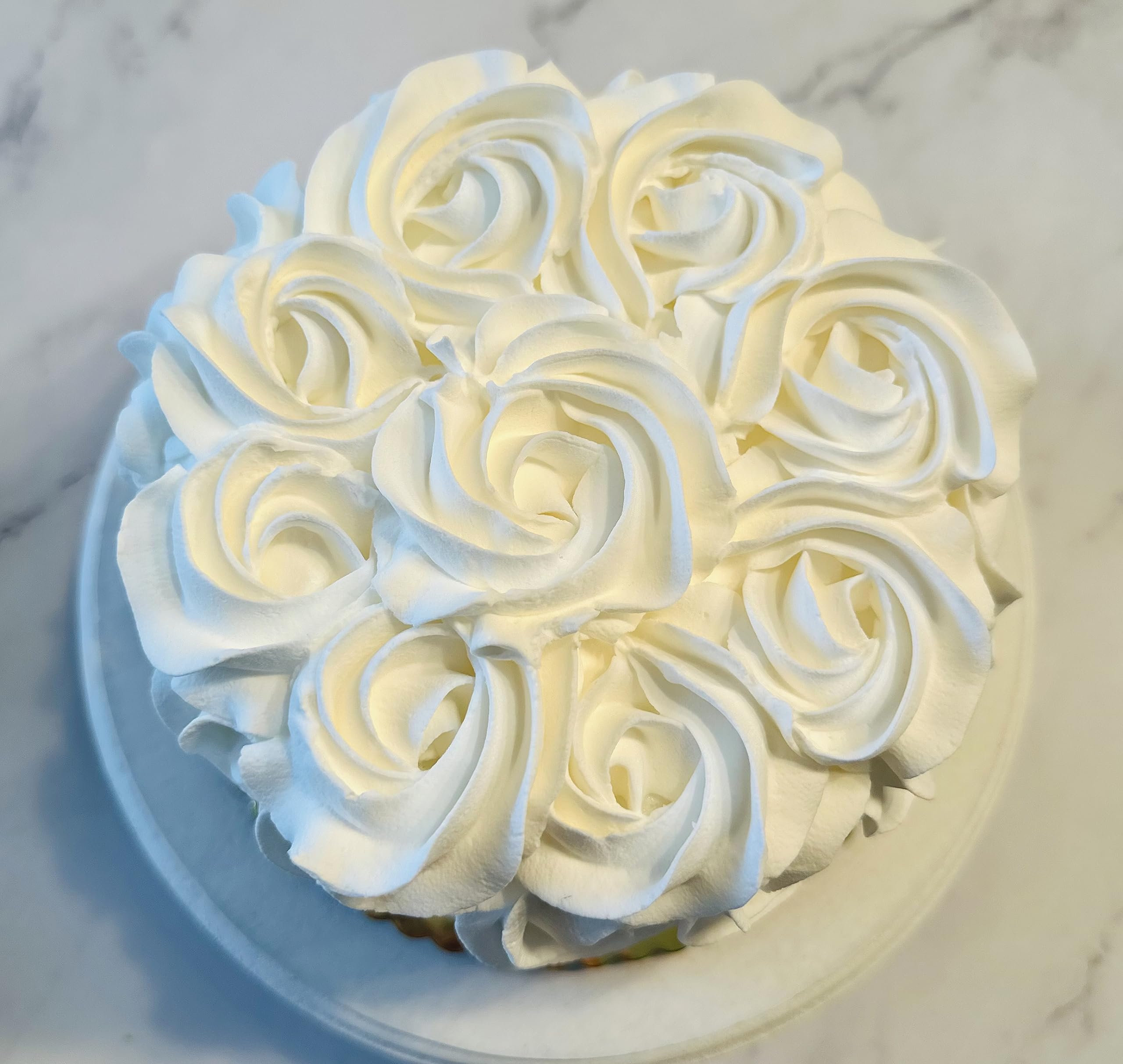 Dezicakes Handmade White Rosette Fake Cake - Artificial Cake for Wedding, Baby Shower & Party Decorations
