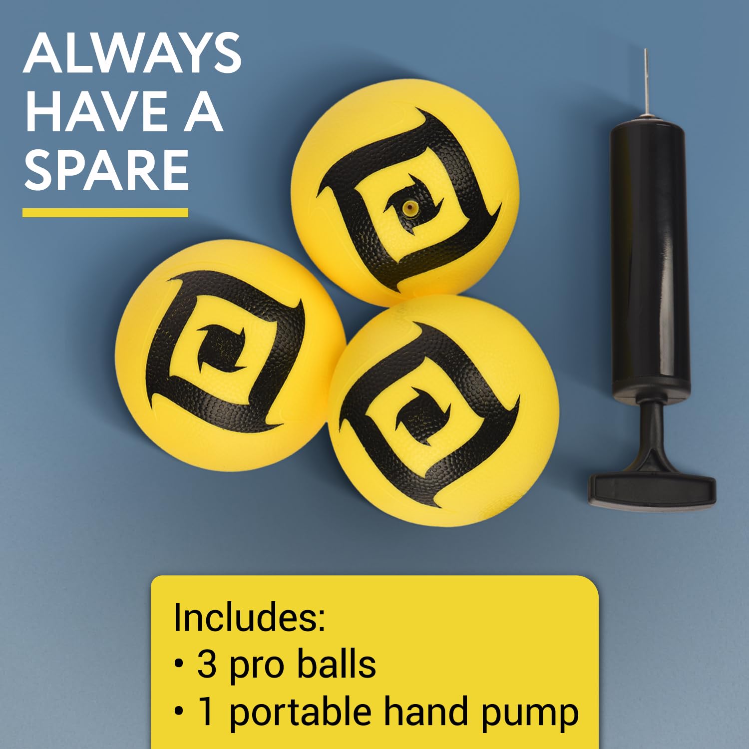 Regulation Replacement Balls [3 Pack] - Compatible with SpikeBall & SpikeBall Pro Set - Includes Pump - Outdoor Game Equipment for Beach, Backyard & Park Play