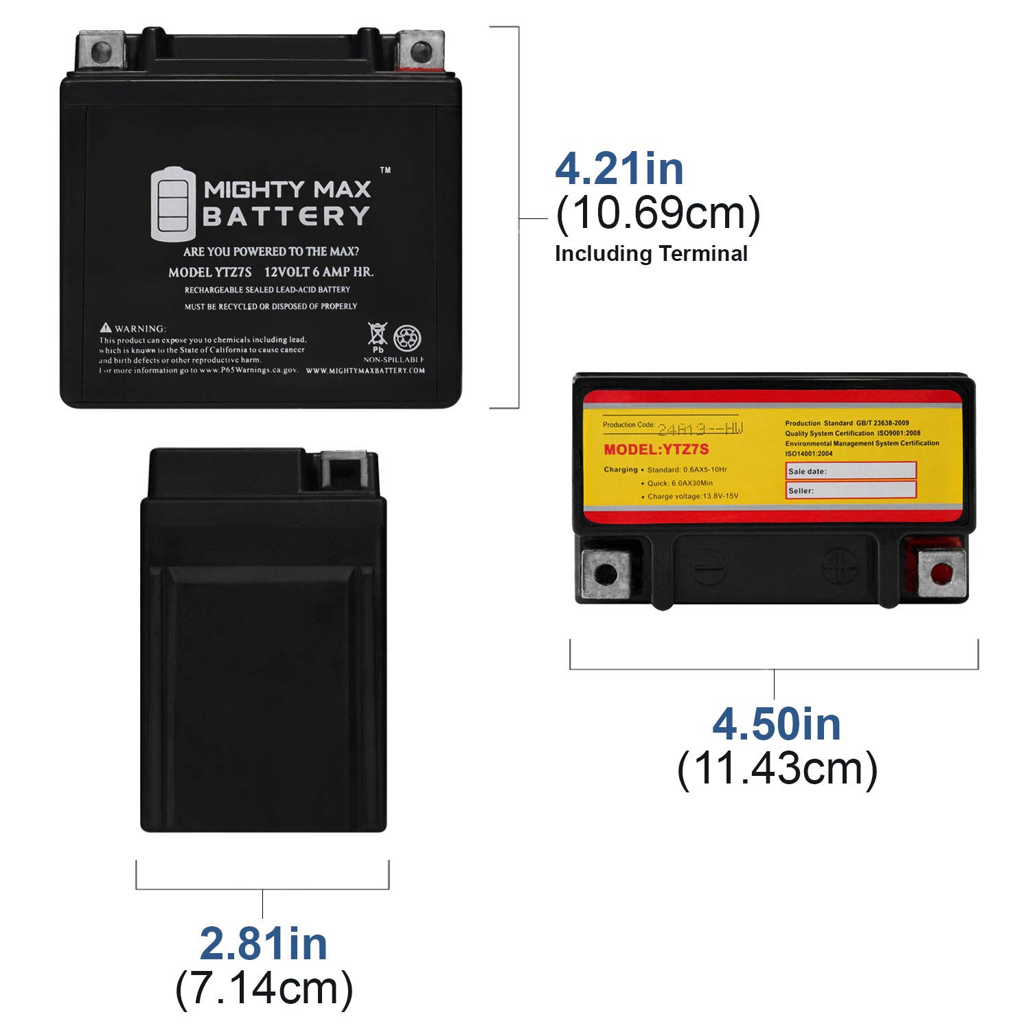 Mighty Max YTZ7S 12V 7Ah Battery for Kymco Agility 250 Motorcycle - Includes 16V 1Amp Smart Charger - Perfect for Scooter Replacement & Winter Storage