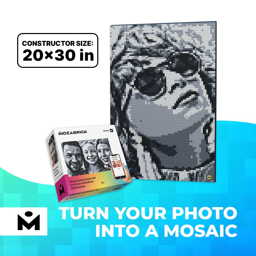 Mozabrick Model M DIY Pixel Art Building Kit - Transform Photos into Custom Mosaic Puzzles with Bricks | Creative Home Decor & Gift for Kids & Adults