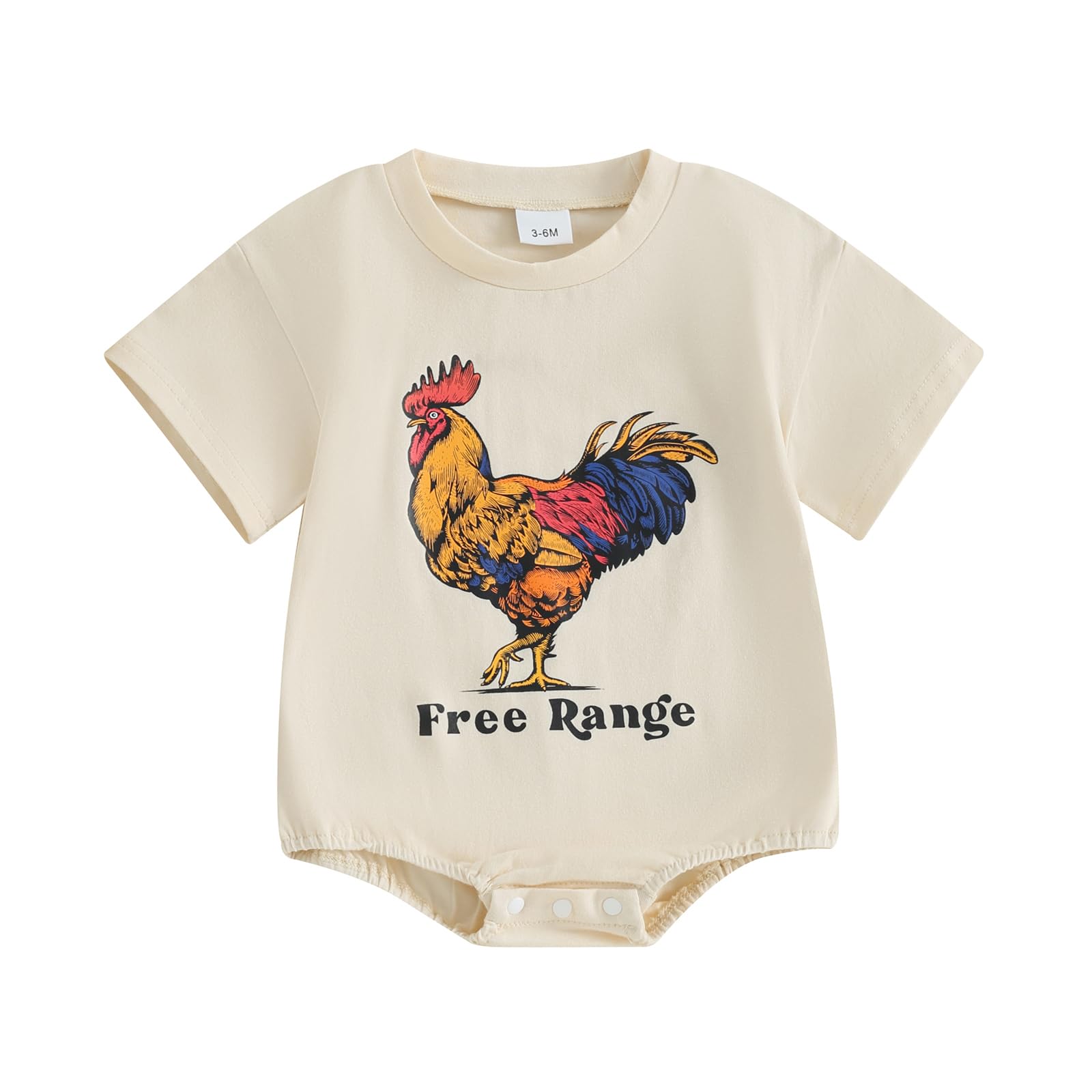 Gueeusu Unisex Baby Summer Clothes - Cute Rooster Print Bodysuit & Romper Set | Farm Animal Theme Cotton Outfit for Boys & Girls | Perfect for Playtime, Photo Shoots & Casual Wear