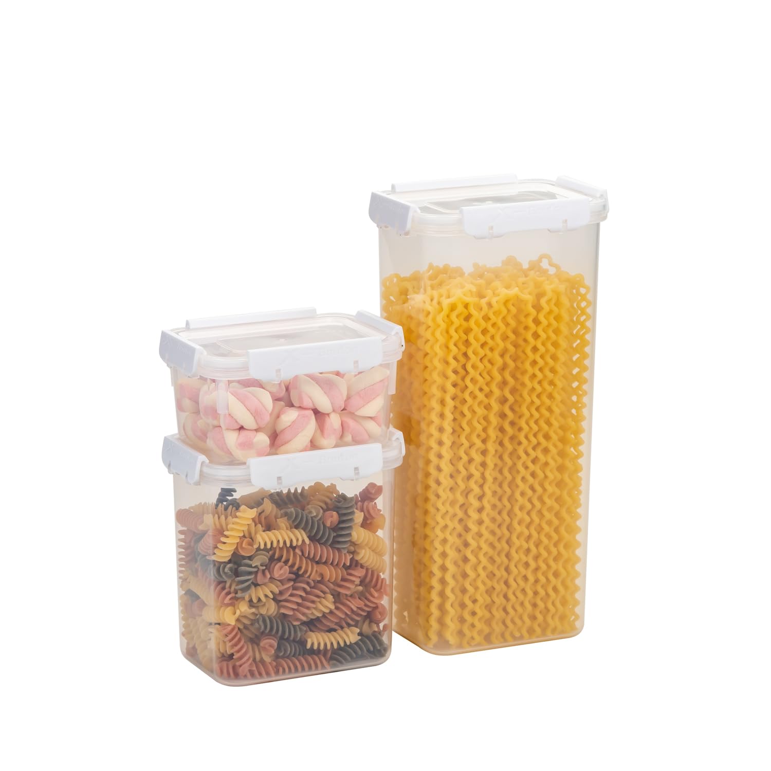 6-Piece Airtight Pasta Storage Containers with Lids - Stackable, Leak-Proof Kitchen Pantry Organizers for Pasta, Noodles, Grains & Dry Foods | Perfect for Meal Prep, Bulk Food Storage & Pantry Organization