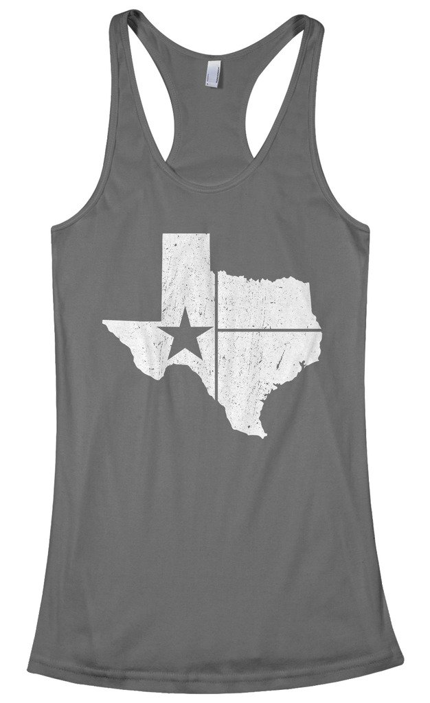 Threadrock Women's Distressed White Texas State Flag Racerback Tank Top - Vintage American Pride Graphic Tee for Summer, Concerts & Casual Outfits