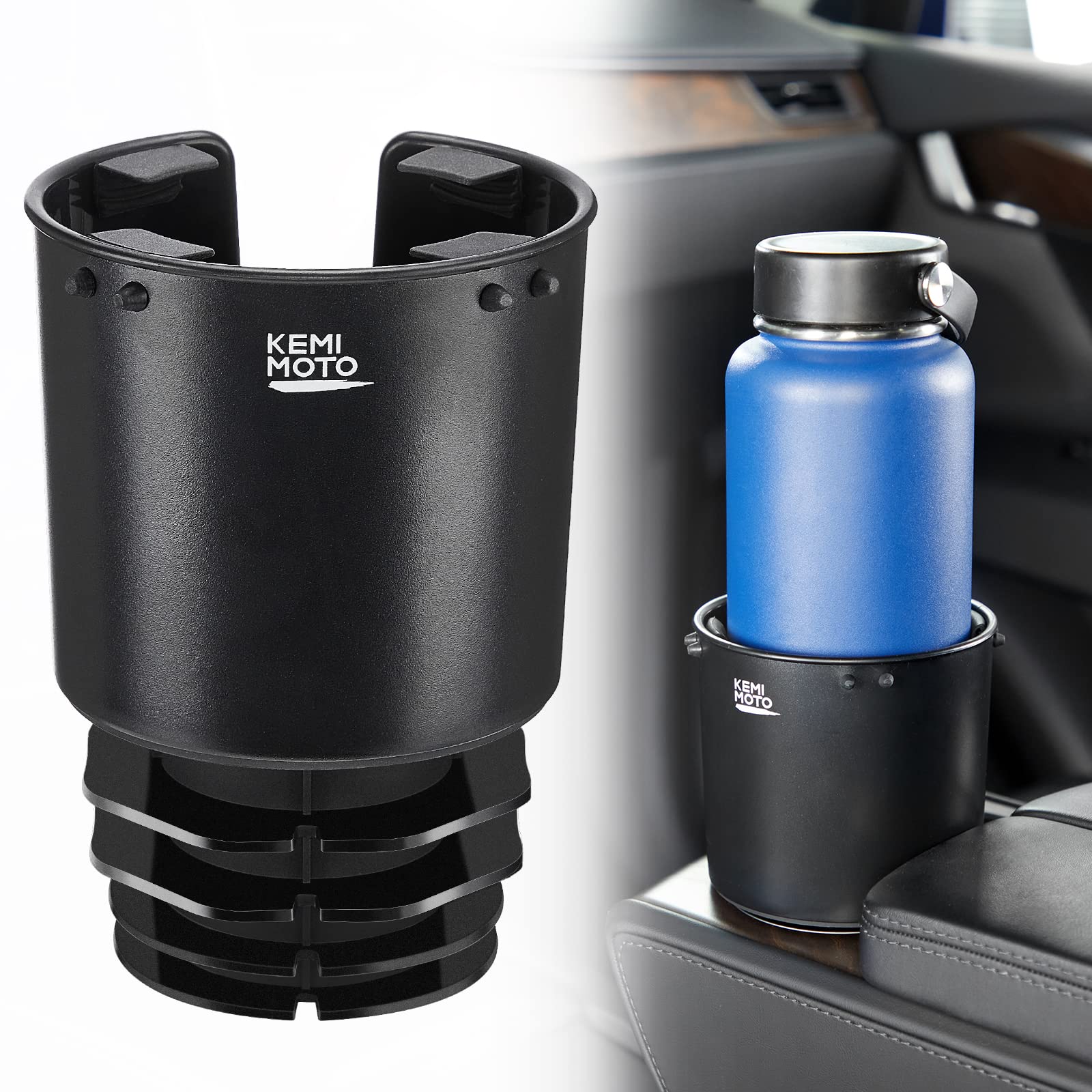KEMIMOTO Universal Cup Holder Expander - Fits Hydro Flask, Yeti & 18-40oz Water Bottles - Car, Golf Cart, RV, Truck, UTV Accessory - Perfect for Travel, Camping & Outdoor Adventures