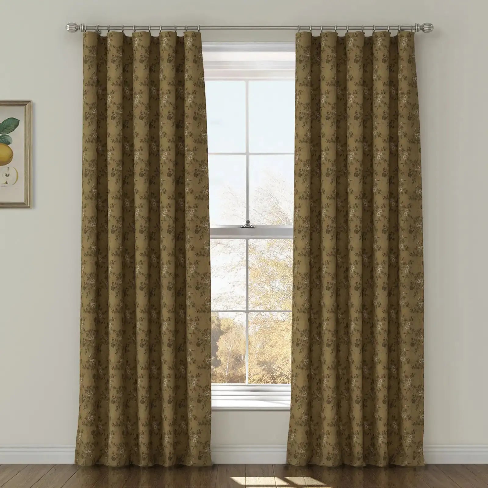 Sara Le Print Linen Drapery Soft Top - Lightweight Linen Curtains for Living Room & Bedroom - Elegant Window Treatment for Home Decor