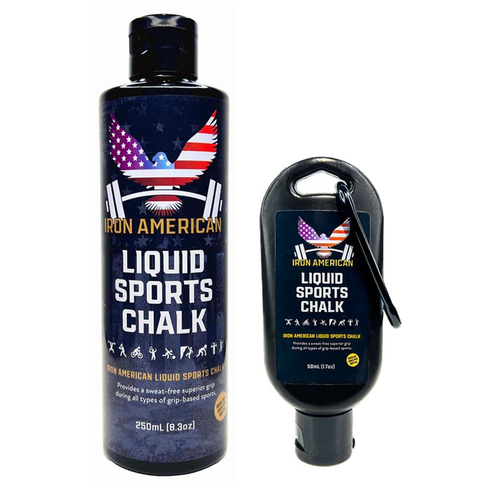 IRON AMERICAN Liquid Chalk - No Mess Long Lasting Grip Chalk for Weightlifting, Gymnastics, Rock Climbing & Fitness Training | Advanced Hand Chalk for Gym | Perfect for CrossFit, Powerlifting & Outdoor Workouts