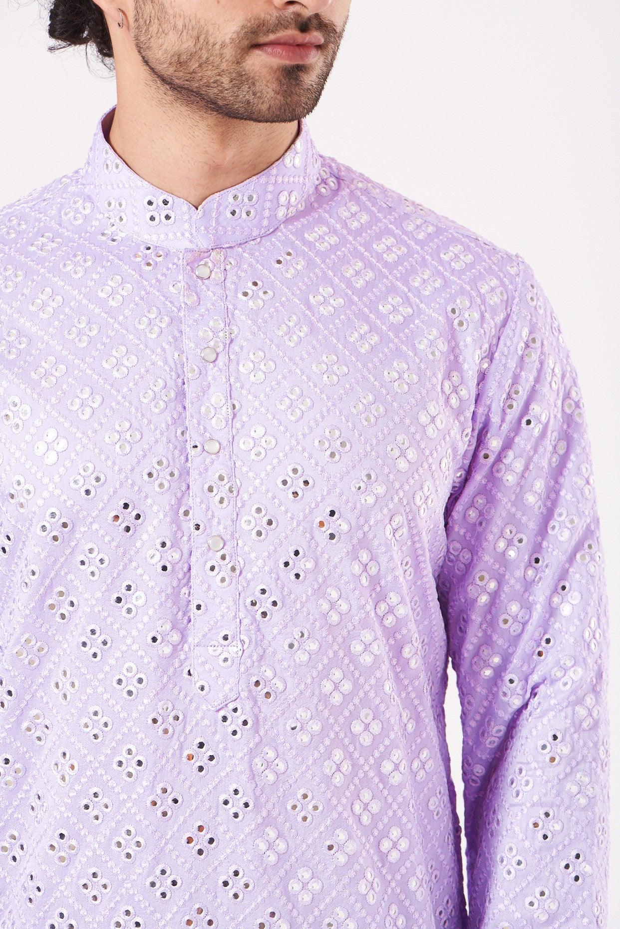 Lavender Ombre Georgette Kurta - Elegant Indian Tunic Top for Women | Perfect for Festivals, Weddings & Casual Wear