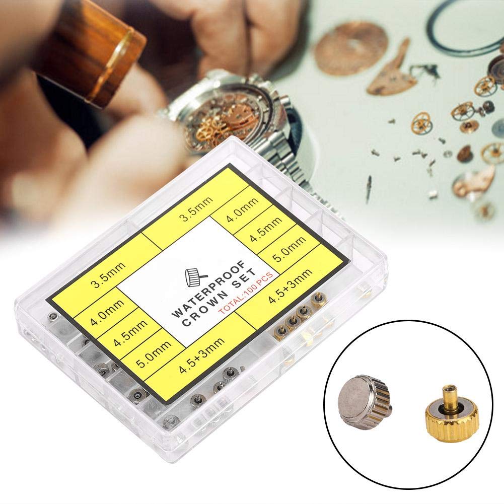 Waterproof Cimenn Watch Crown Parts - Assorted Replacement Watch Crown Accessories for Watchmakers & Repairers | DIY Watch Repair Tool Kit for Professional & Home Use