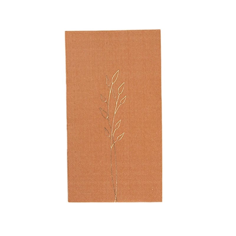 50 Soft 2-Ply Disposable Dinner Napkins with Gold Embossed Leaves - Elegant Table Setting for Weddings, Parties & Fine Dining