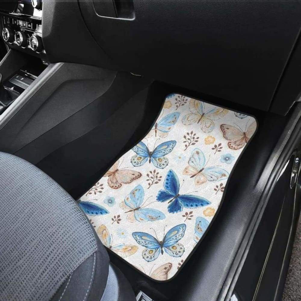 Blue Butterfly Pattern Car Mats - Front and Back Set for Cars, SUVs & Trucks | Non-Slip, Waterproof & Durable Floor Mats | Perfect for Daily Commute, Road Trips & Outdoor Adventures