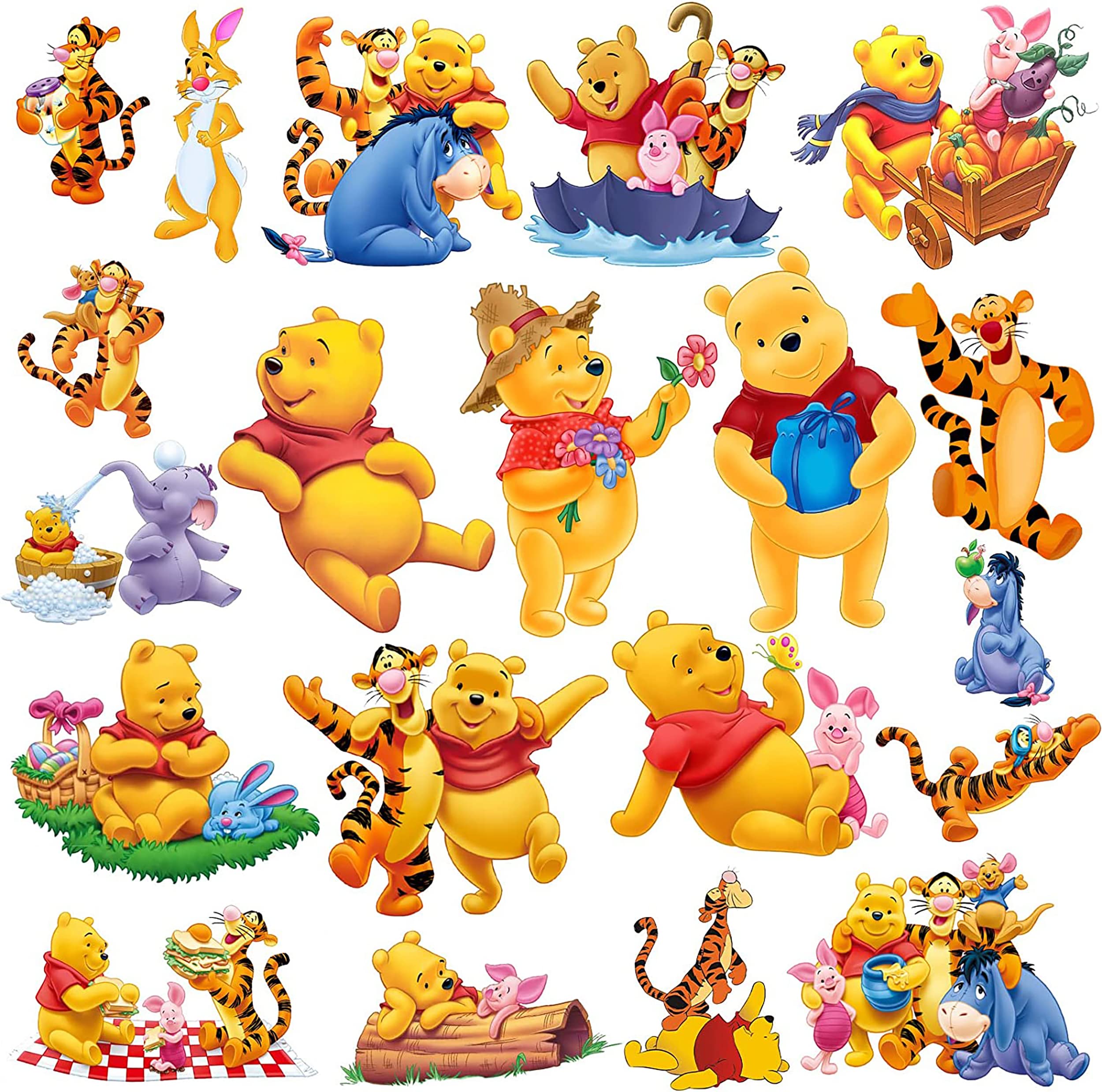 Winnie the Pooh Bear Wall Decal Stickers - Cute Nursery Room Decor for Kids, Baby Boy & Girl Bedroom Wall Art - Perfect for Playrooms, Daycare Centers & Children's Party Decorations