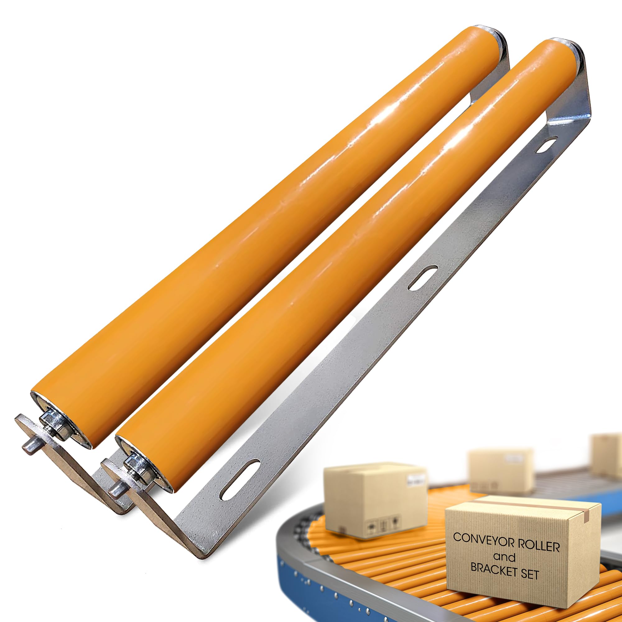 Ultimation 2 Pack Polyurethane Coated Conveyor Rollers with Bracket - 1.5
