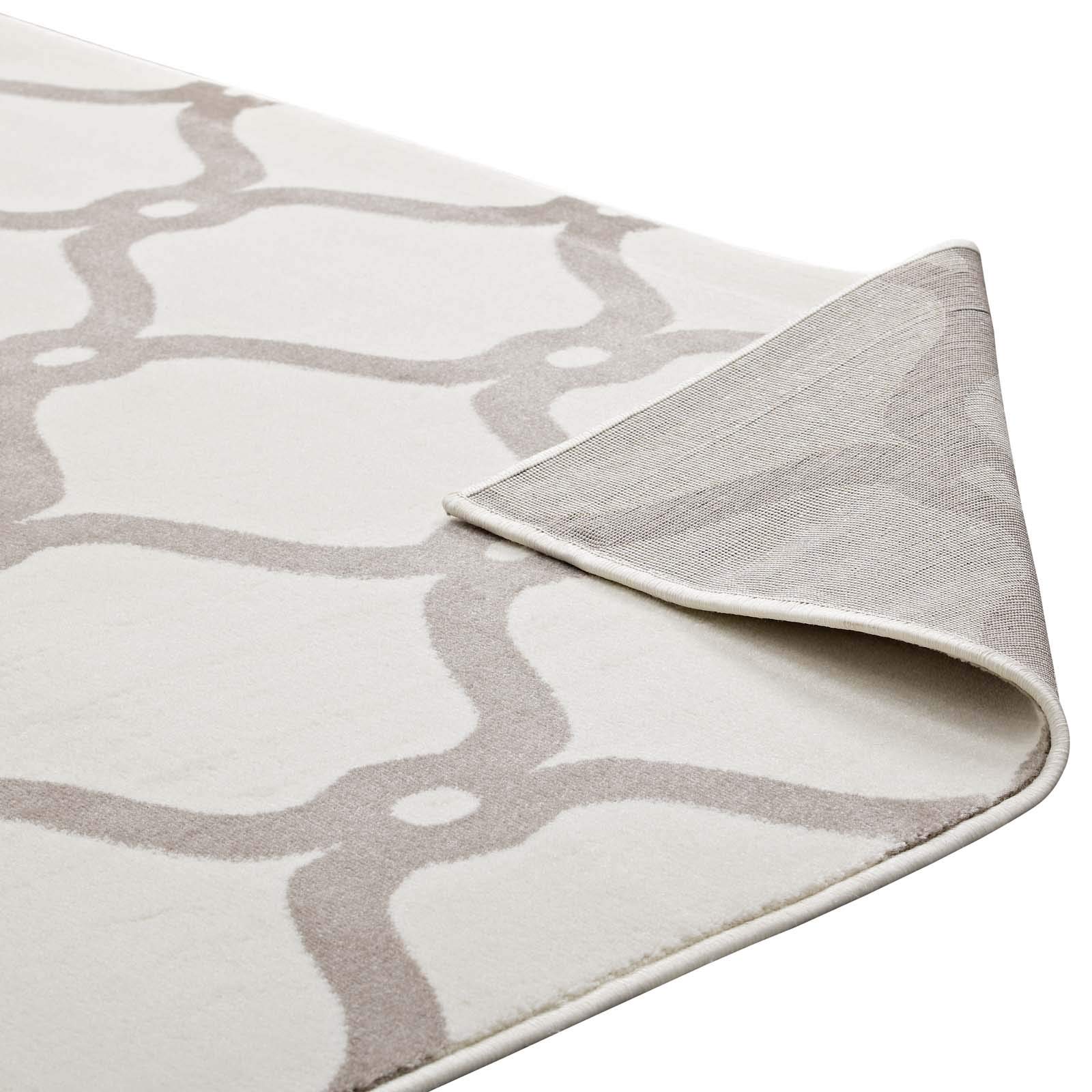 Modern Contemporary Urban Living Area Rug - Soft Fabric Floor Carpet Runner in Multi Ivory White - Perfect for Lounge, Living Room & Bedroom Decor
