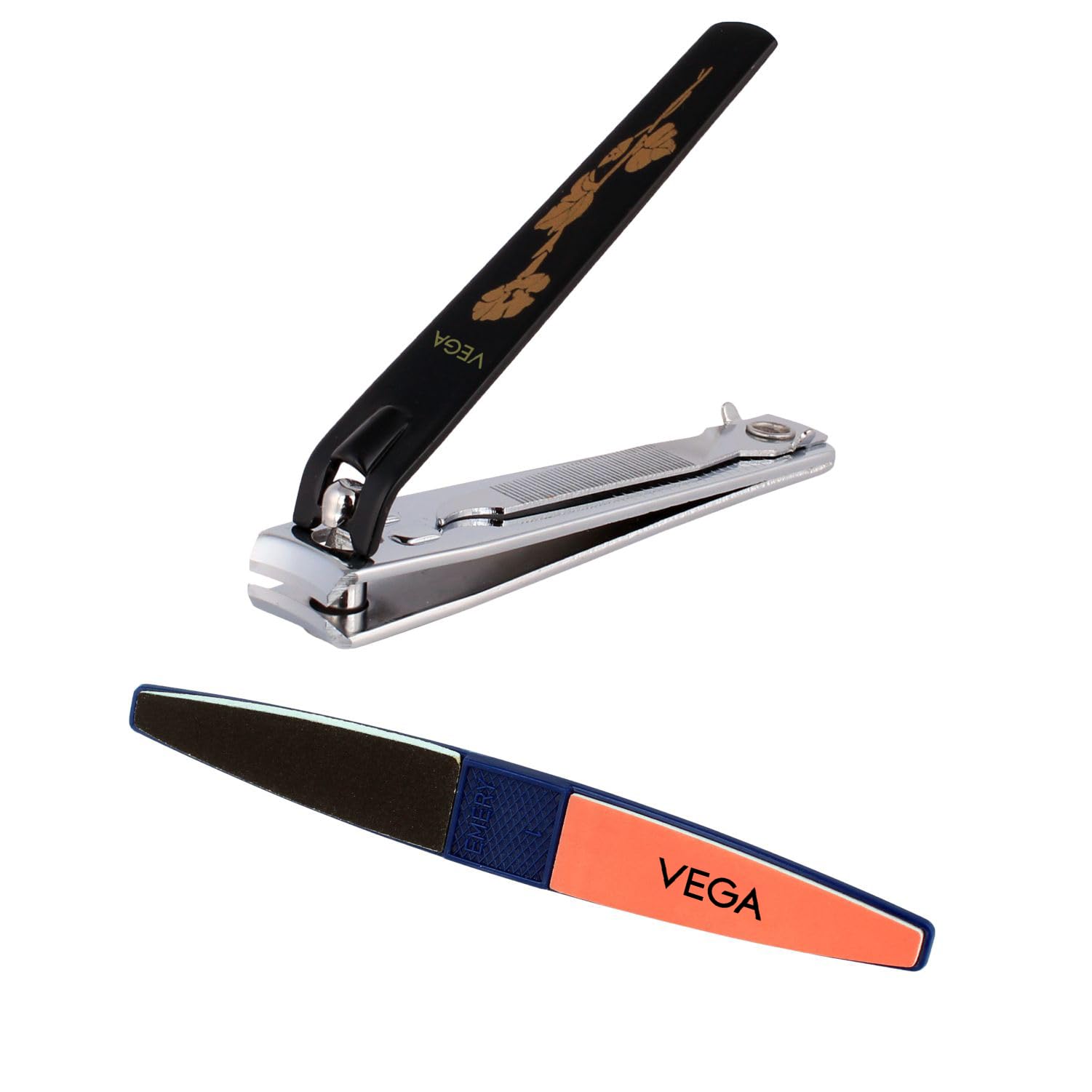 Premium Vega Large Nail Clipper & Nail Brush Set (2-Piece) - Professional Manicure & Pedicure Tools for Home Salon, Travel, and Grooming Essentials