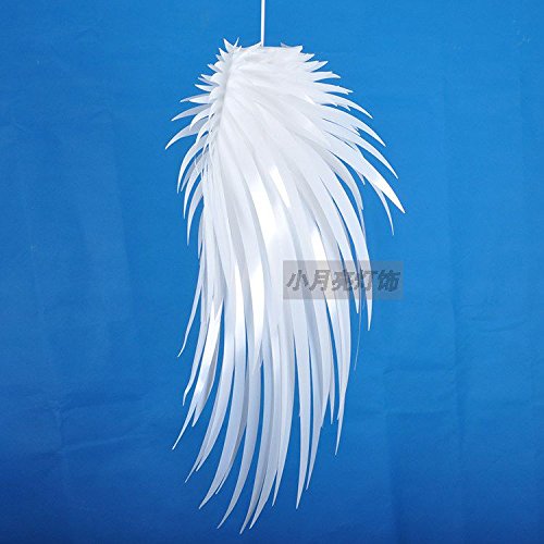 Modern IRACUS DIY PVC Feather Wing Pendant Light - Acrylic Chandelier for Dining Room, Bedroom, Study, Balcony & Hallway - Elegant White Ceiling Fixture (Perfect for Home Decor & Ambient Lighting)