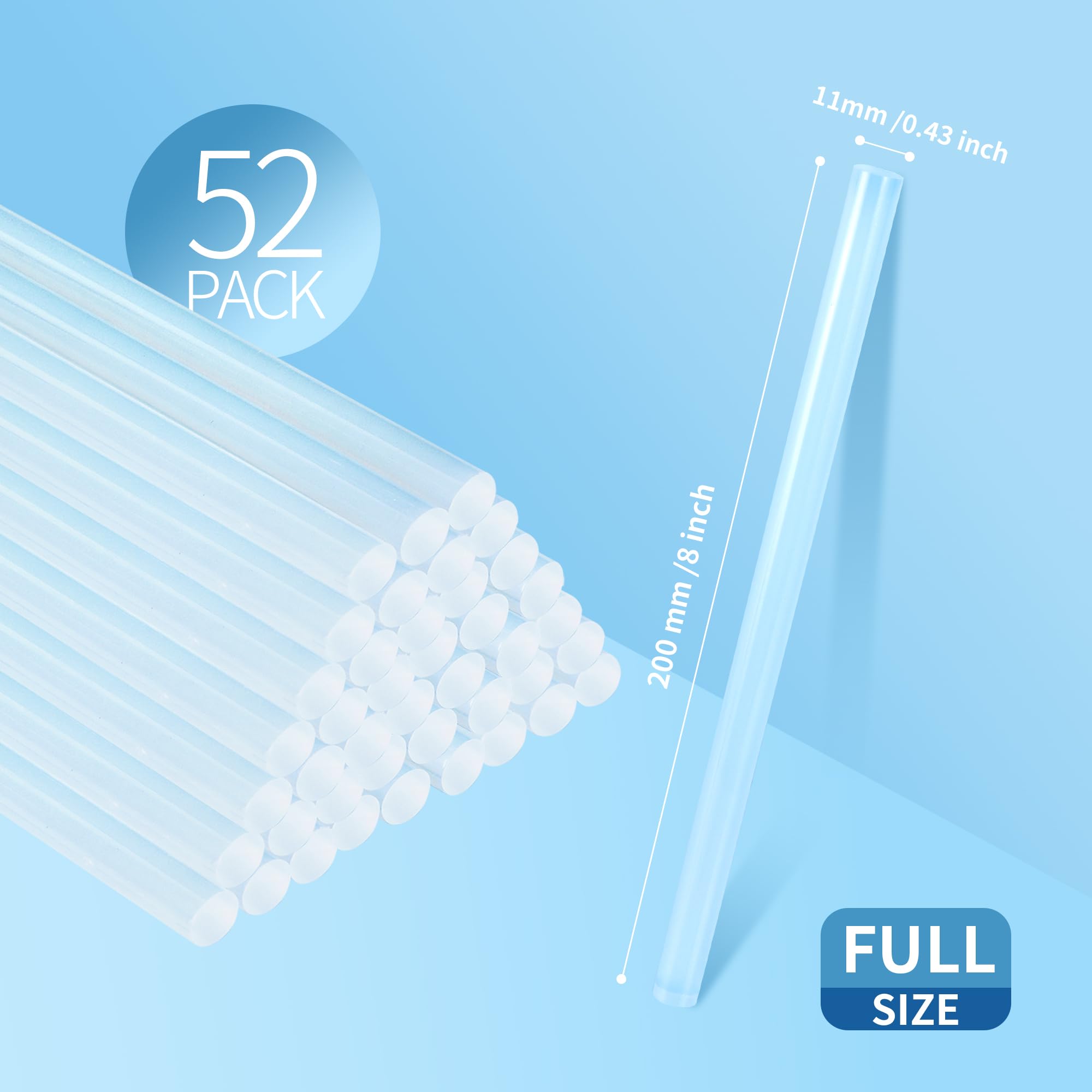 MATUFF 52-Pack Clear EVA Hot Glue Sticks - 0.43