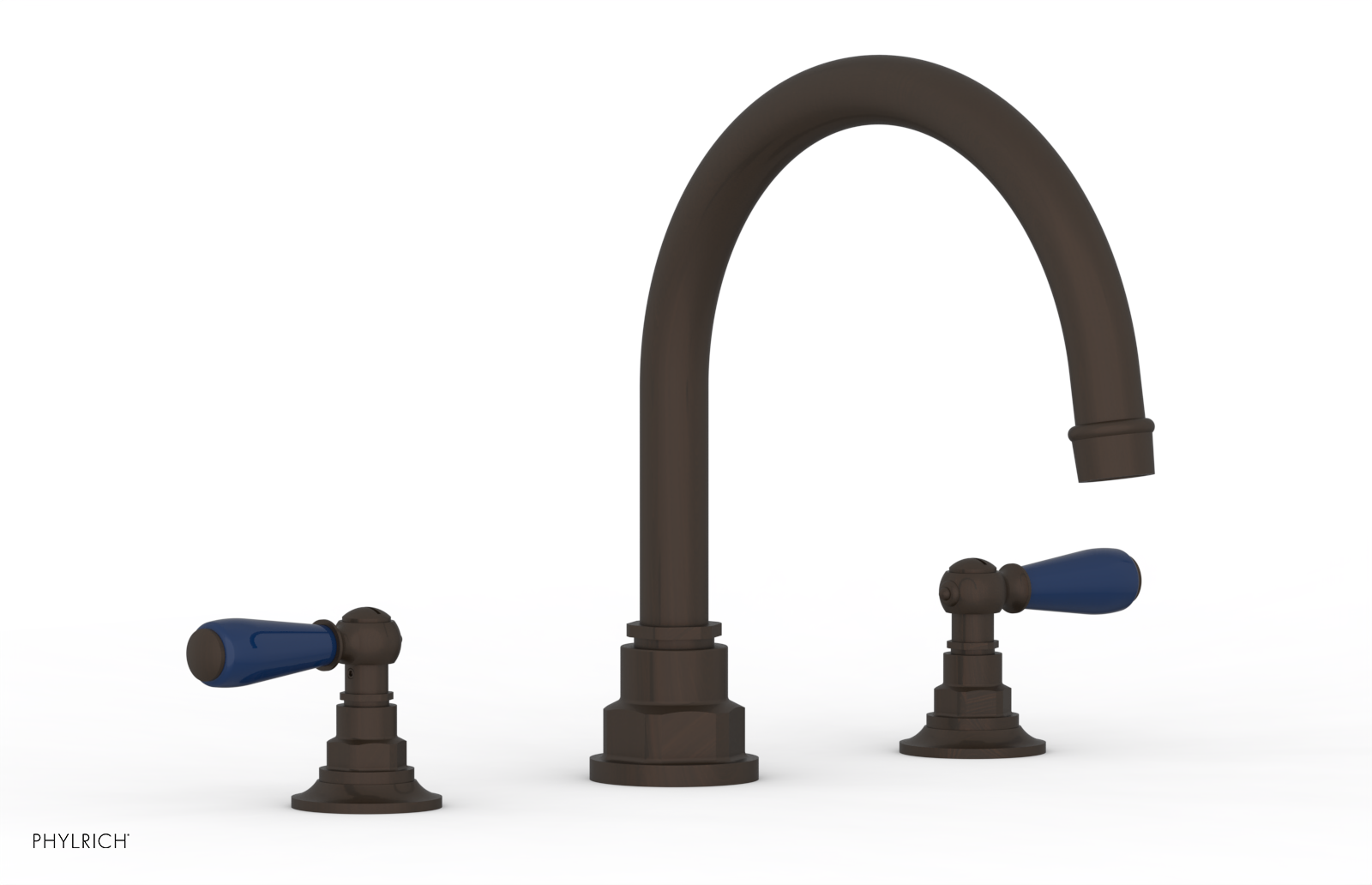 Jamestown Deck Tub Set with Lever Handles - Navy Blue Accented Bathroom Fixtures for Outdoor & Indoor Use | Perfect for Patios, Decks & Luxury Bathrooms