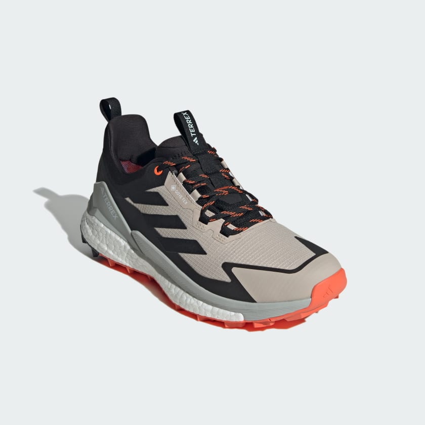 Adidas Men's Terrex Free Hiker 2.0 Low Gore-Tex Hiking Shoes - Waterproof Trail Running Sneakers for Outdoor Adventures (Wonder Beige/Core Black/Semi Impact Orange) - Perfect for Hiking, Camping & Mountain Climbing