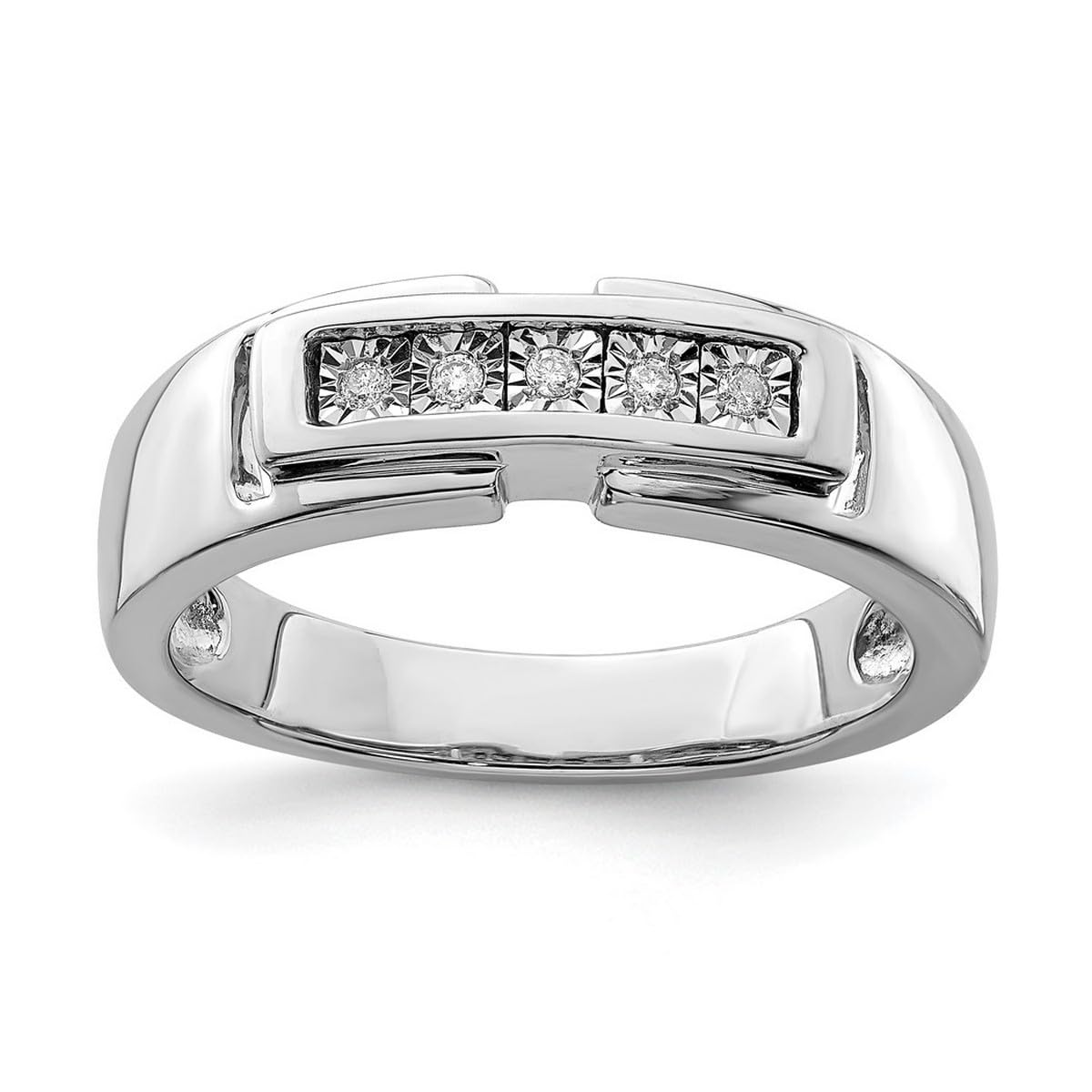 925 Sterling Silver Men's Diamond Ring - Polished Wedding Band for Men, Engagement Ring, Anniversary Gift for Him, Perfect for Special Occasions