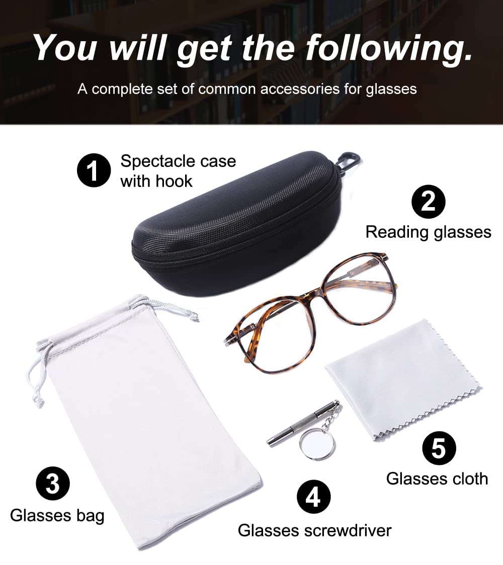Stylish Iron Round Reading Glasses for Men & Women - Tortoiseshell Frame +1.00 Strength | Perfect for Reading, Office Work & Daily Use