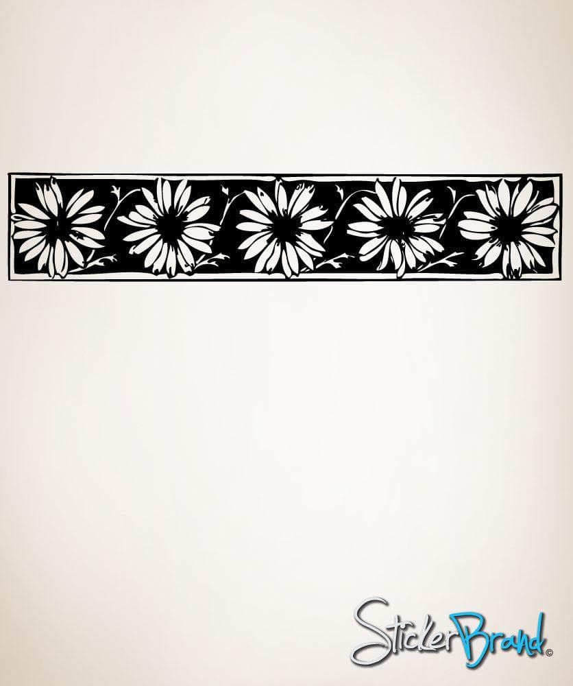 Vinyl Wall Decal Sticker - Daisy Flower Pattern Border for Home Decor, Nursery, Kids Room - Removable & Reusable Wall Art Stickers - Perfect for Bedroom, Living Room, Office & Party Decorations