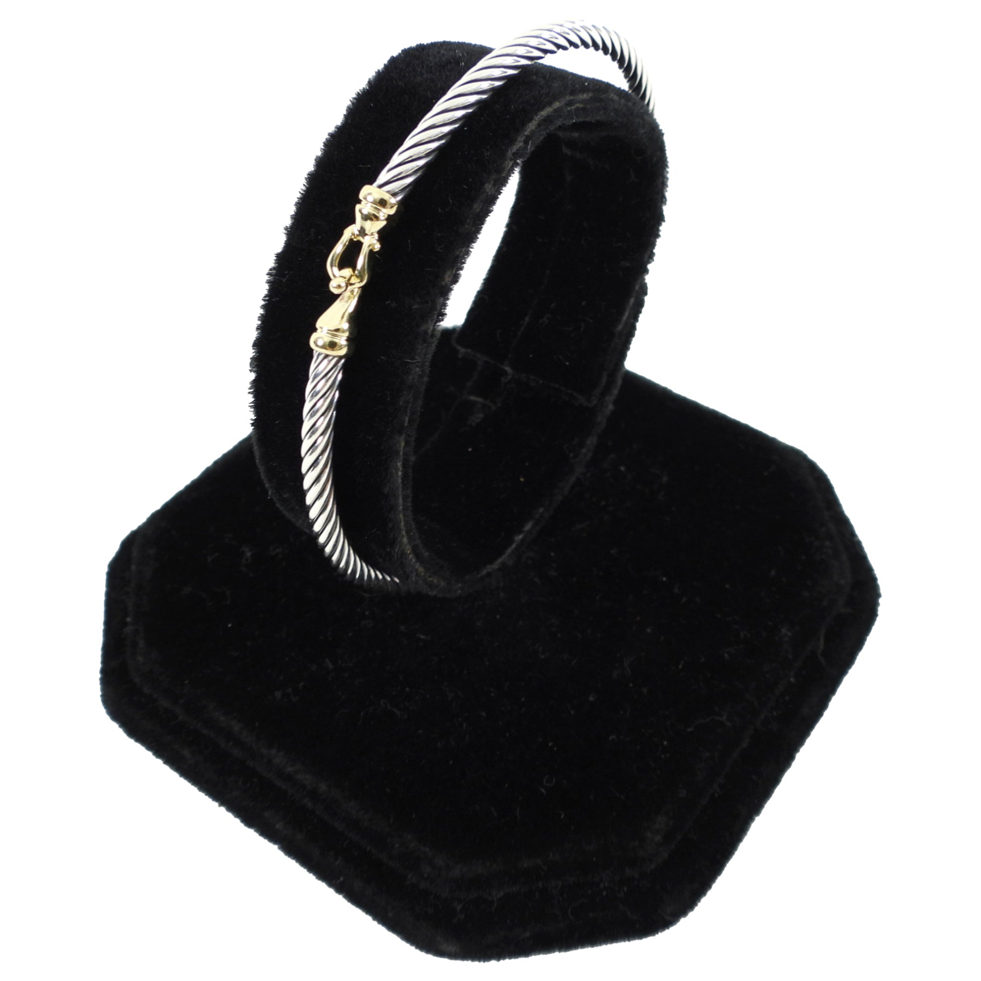David Yurman Sterling Silver & Gold 3mm Buckle Cable Classic Bracelet for Women - Elegant Jewelry Gift for Birthday, Anniversary & Special Occasions