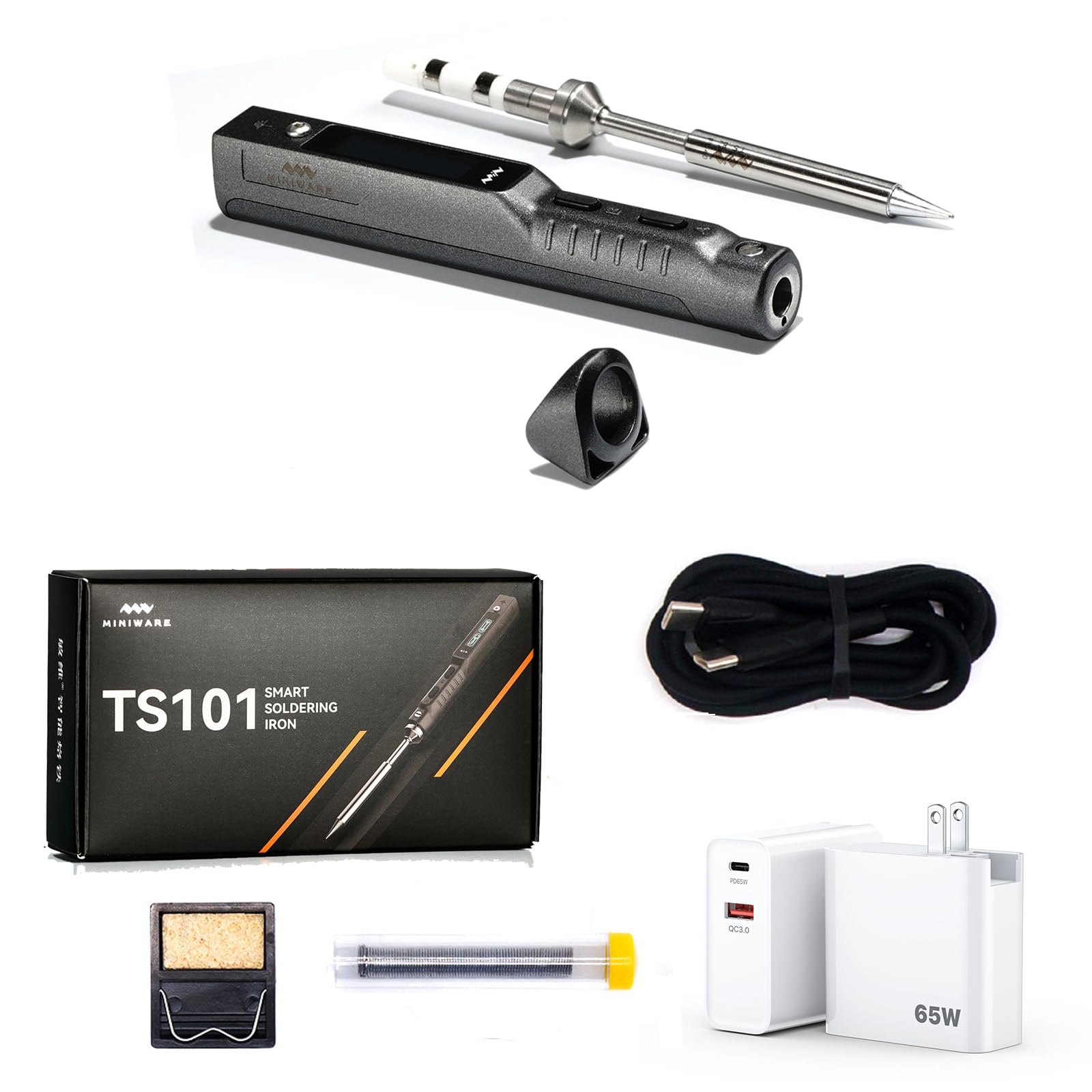 TOOLSAGE TS101 Soldering Iron Kit - Upgraded PD DC Programmable Mini Portable Fast Heating Soldering Iron Station with BC2 Tips Set - Perfect for Electronics Repair, DIY Projects & PCB Soldering