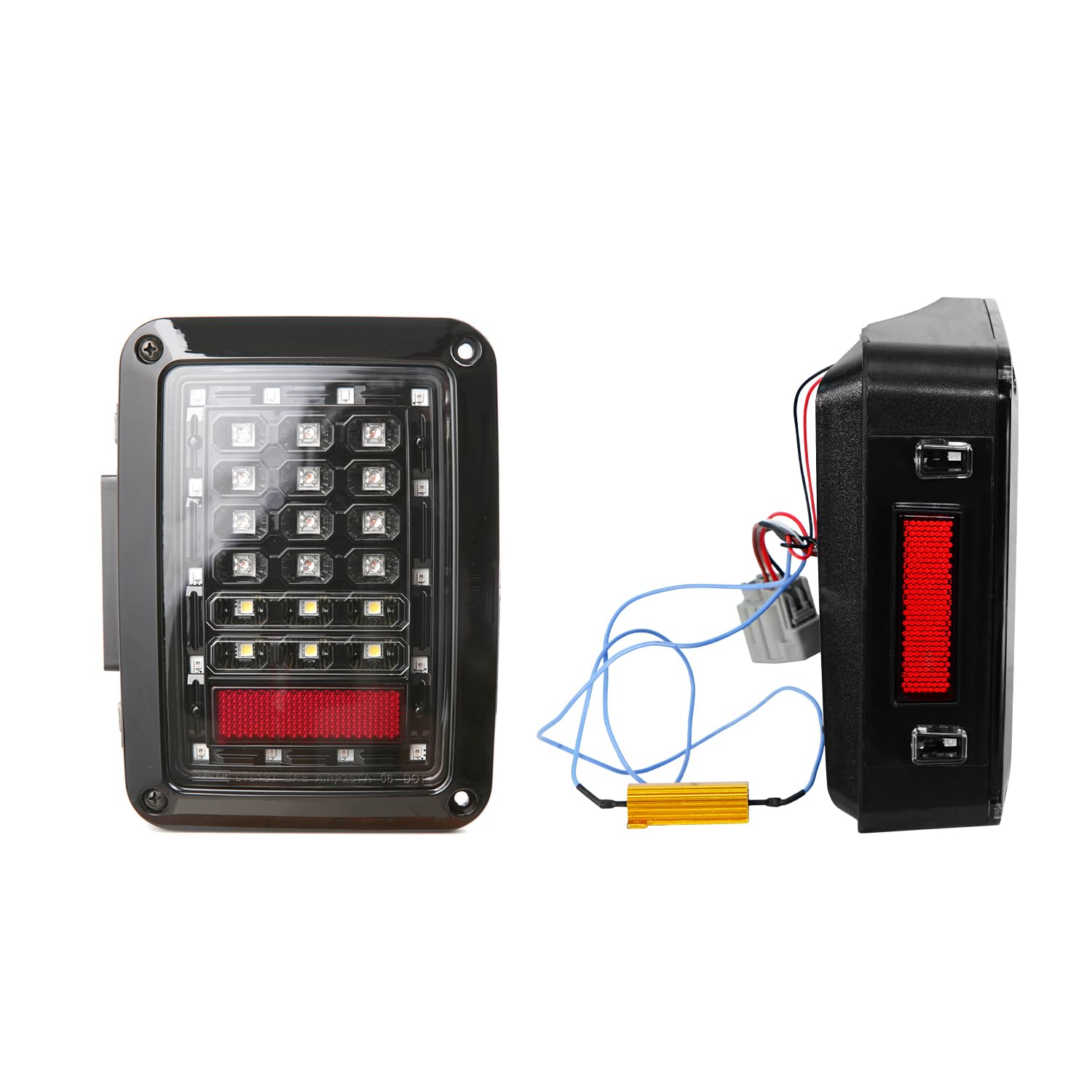 Hooke Road LED Tail Light Assembly for 2007-2018 Jeep Wrangler JK & Unlimited - Brake Light & Turn Signal Replacement - Off-Road & Night Driving Safety Upgrade