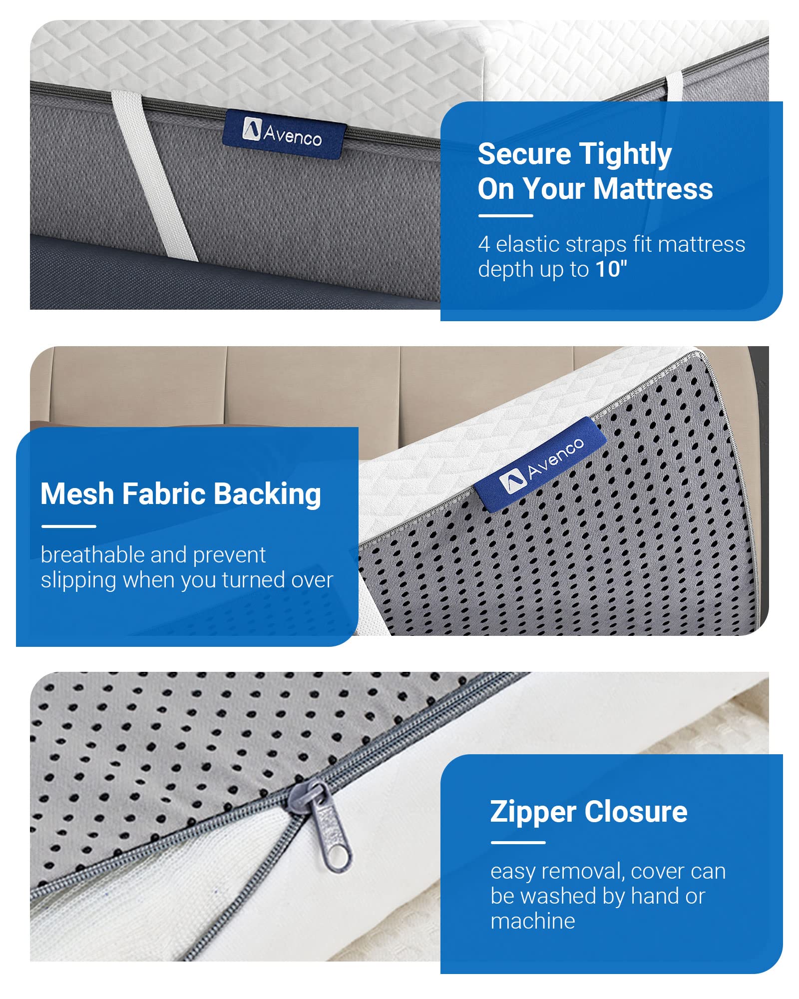 Avenco 4 Inch Cooling Gel Memory Foam Mattress Topper - Medium Firm Twin Size, CertiPUR-US Certified with Washable Cover - Perfect for Guest Beds, Dorms & Hot Sleepers (White, T4FM05)