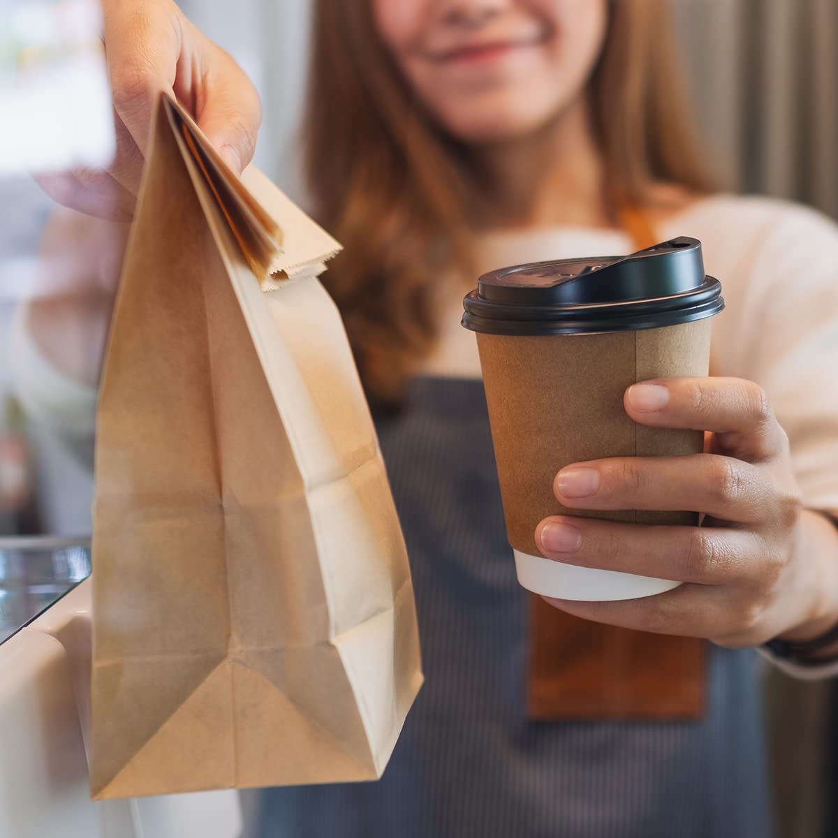 SHOPDAY 100 Pack Brown Kraft Paper Lunch Bags - 4lb Capacity, 5x2.95x9.45 Inches - Eco-Friendly Disposable Fold Top Sandwich Bags for School, Office, Picnics & Parties