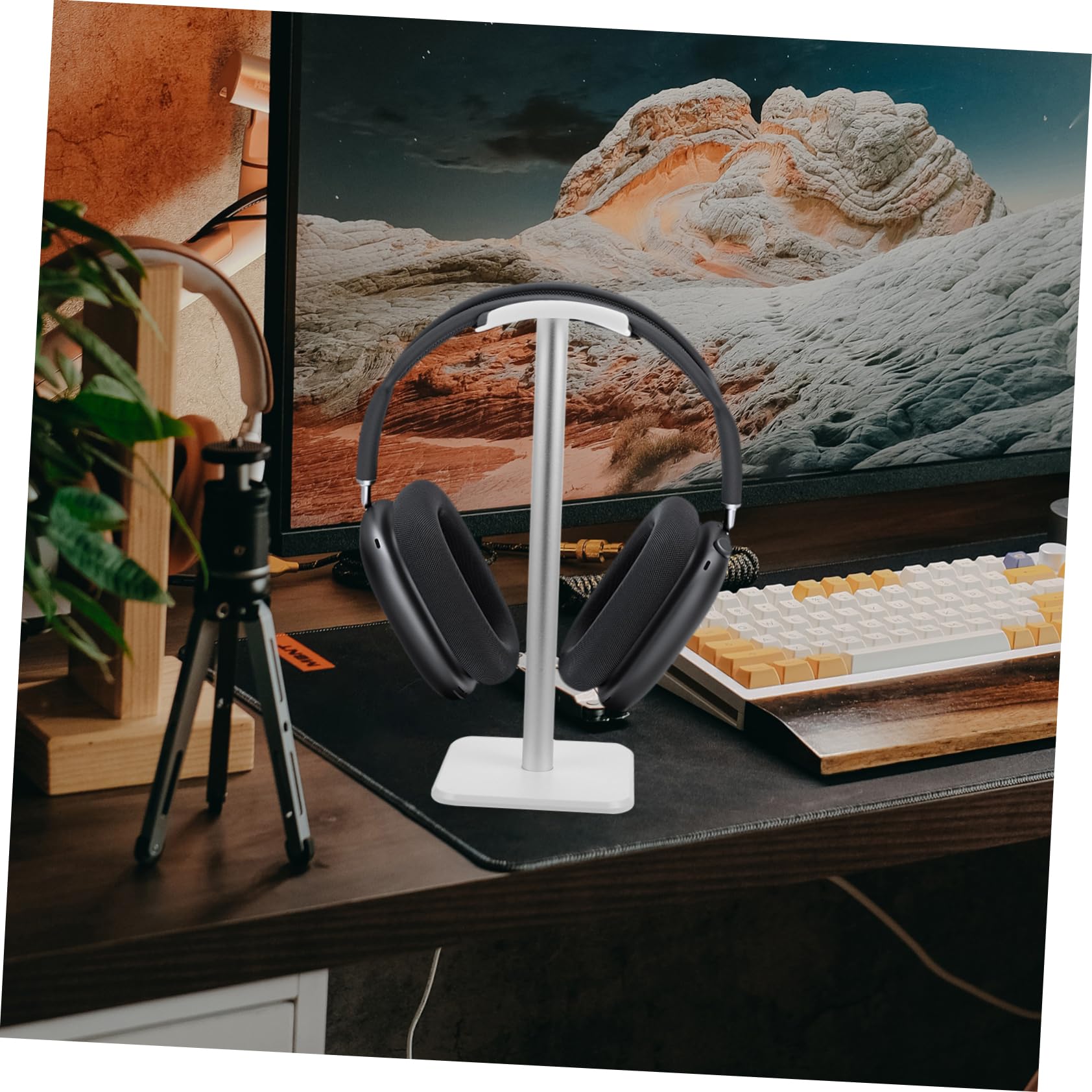 Universal Aluminum Alloy Headphone Stand with Weighted Base - Detachable Desk Hook Holder for Multiple Brands (White) - Perfect for Office, Gaming Setup & Headphone Storage