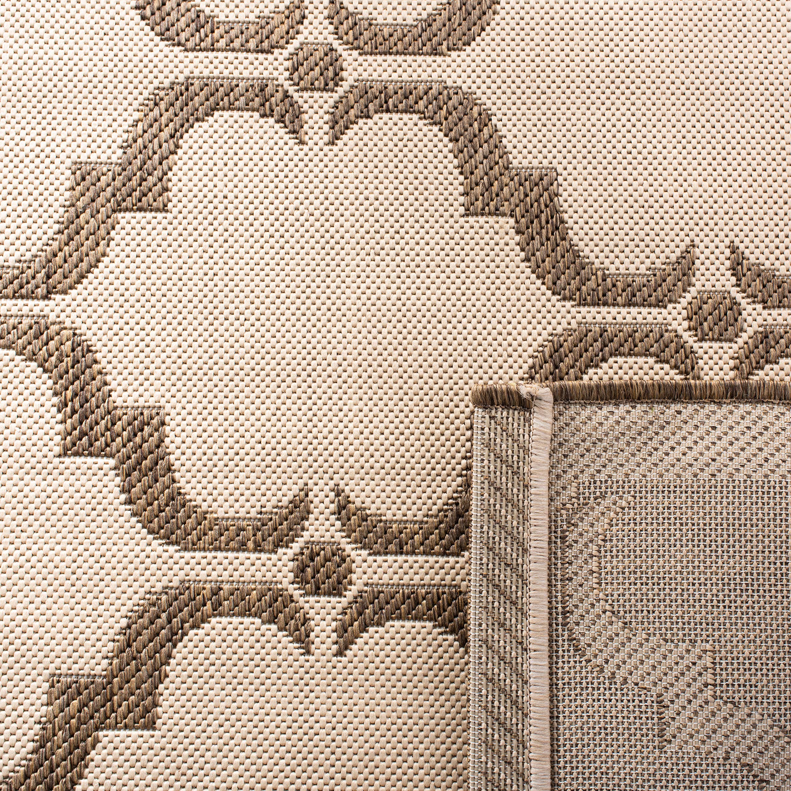 SAFAVIEH Courtyard Collection 8' x 11' Beige & Brown Trellis Design Indoor Outdoor Area Rug - Non-Shedding, Washable, Easy Care - Perfect for Patio, Backyard, Mudroom, Living Room & Bedroom (CY6009-232)