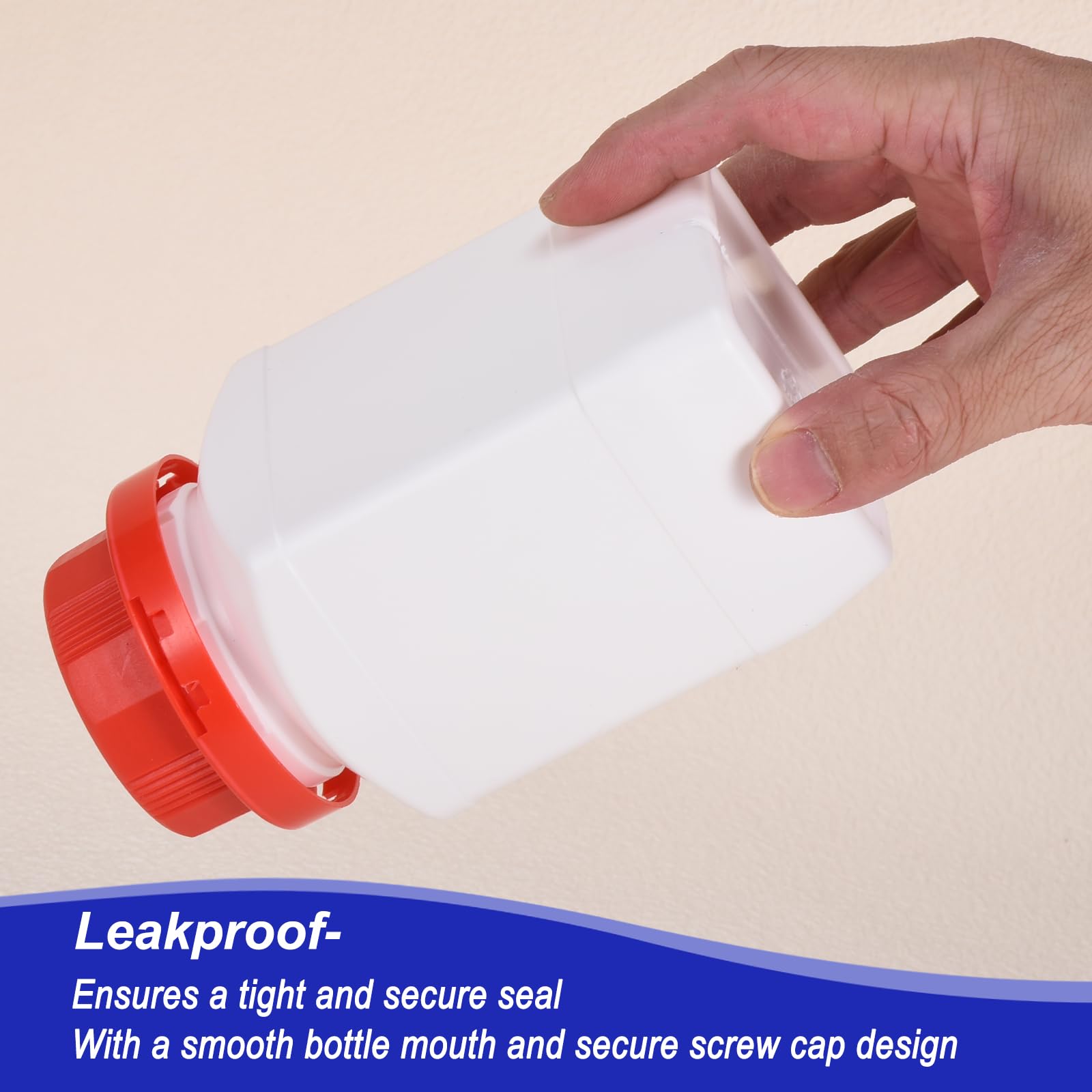 PATIKIL 2 Pack 500ml HDPE Wide Mouth Square Reagent Bottles with Screw Cap - Leak Proof Lab Storage for Water, Chemicals & Solid Samples - Ideal for Science Experiments, Classroom Labs & Industrial Use (White)