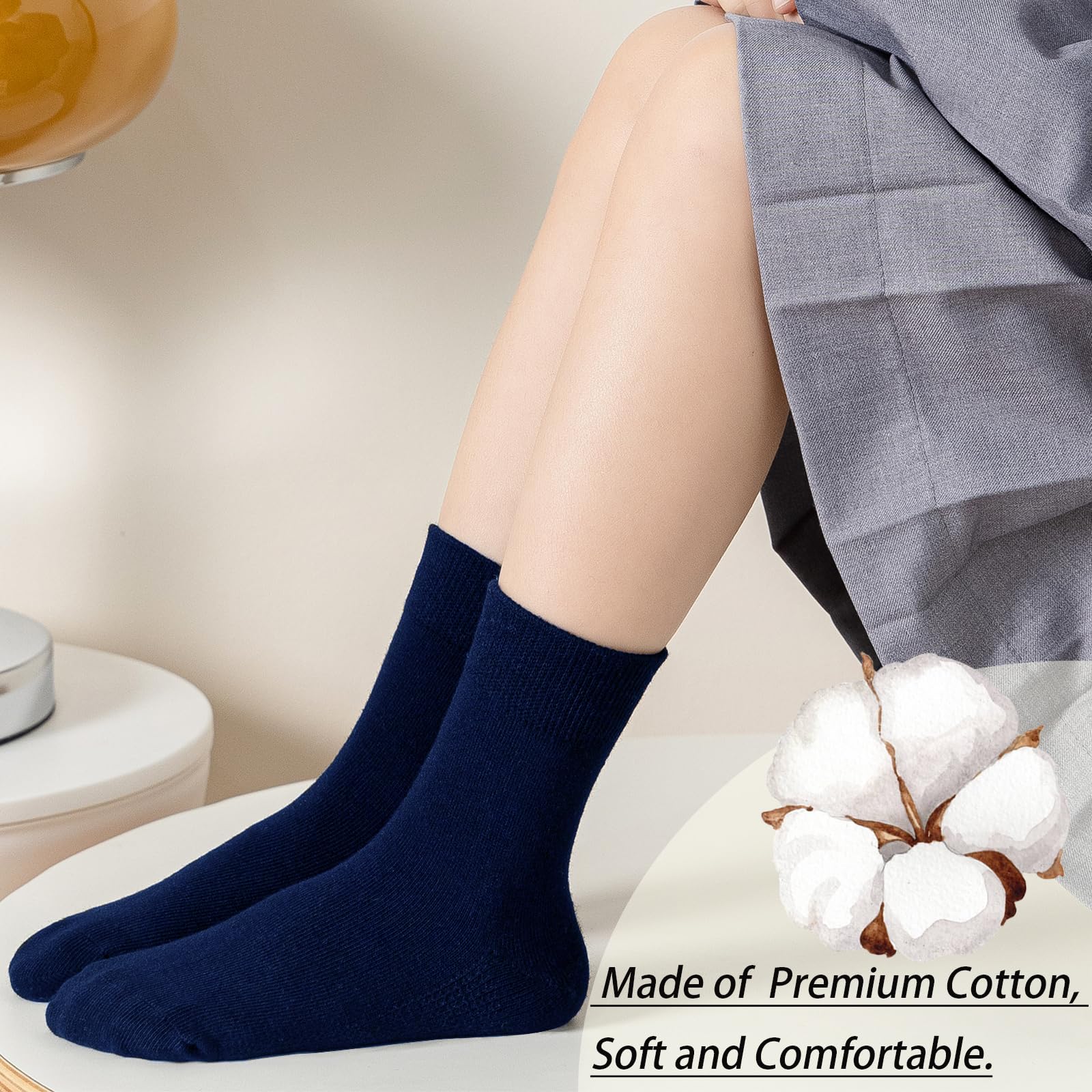 **Boys & Girls Seamless Cotton Crew Socks - 6 Pairs Pack - Soft School & Dress Socks for Kids - Perfect for School Uniforms, Daily Wear & Special Occasions**