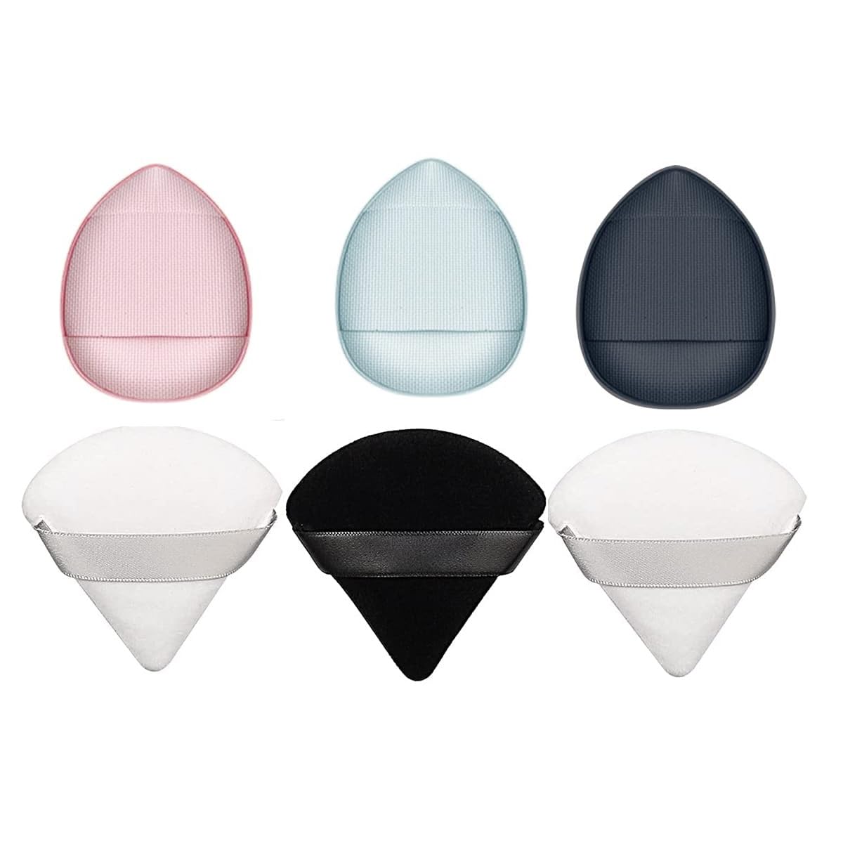 3-Piece Triangle Makeup Sponge Set - Soft Face & Finger Puff for Contouring, Under Eyes & Corners | Loose Powder Blending Sponge | Multicolor (PO-6) | Perfect for Professional Makeup & Travel Touch-Ups
