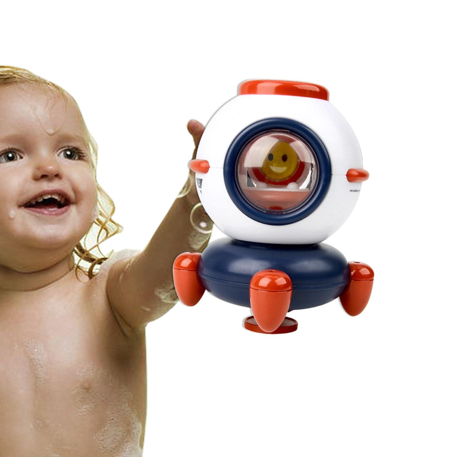 Spaceship Bath Shower Toy for Toddlers - Astronaut Themed Water Play Toy with Rotating Bottom | Fun Bath Time Rocket Ship for Babies & Kids | Perfect for Sensory Play and Early Learning Development